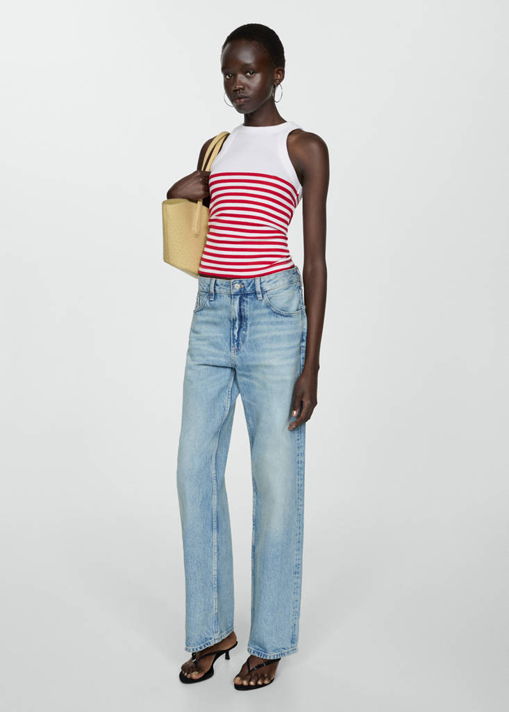 Stripe-print top — Red