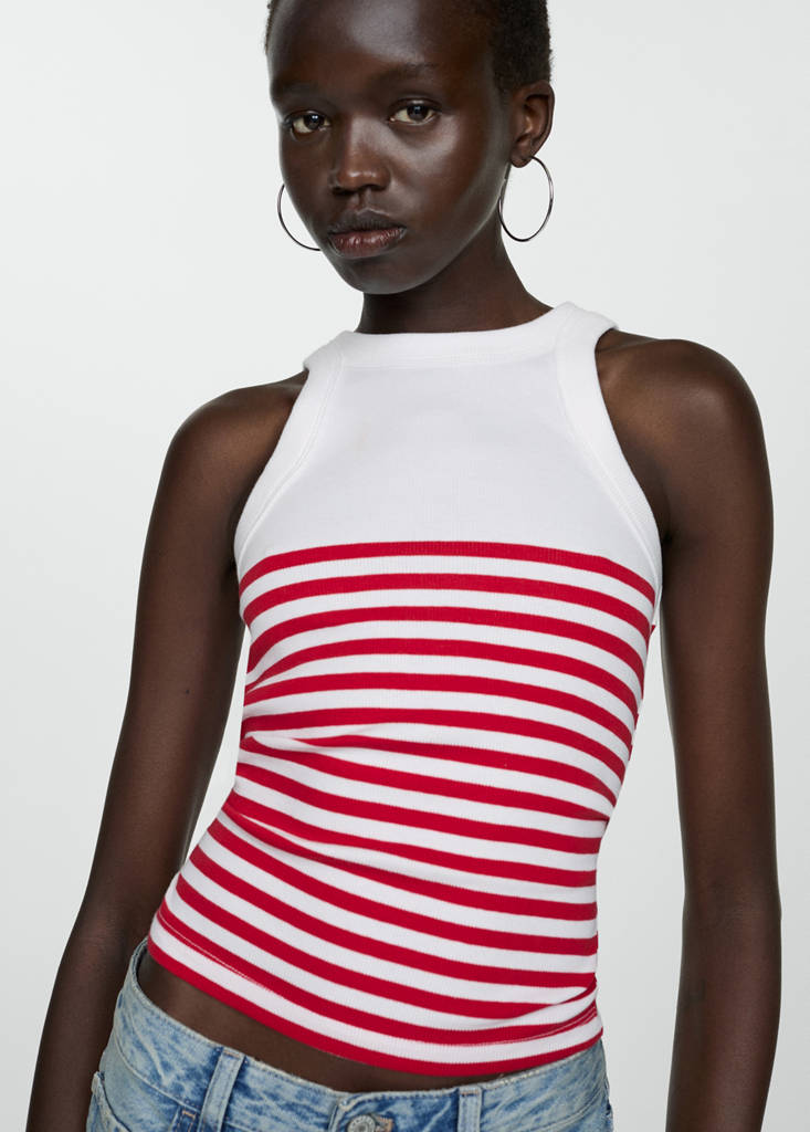 Stripe-print top — Red