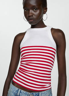Stripe-print top — Red 1