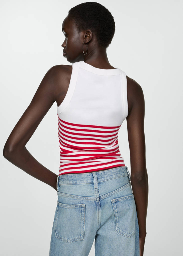 Stripe-print top — Red