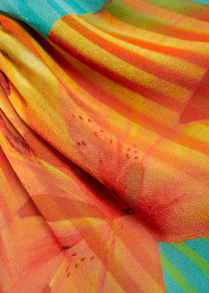 Printed dress with turn-down neckline — Green
