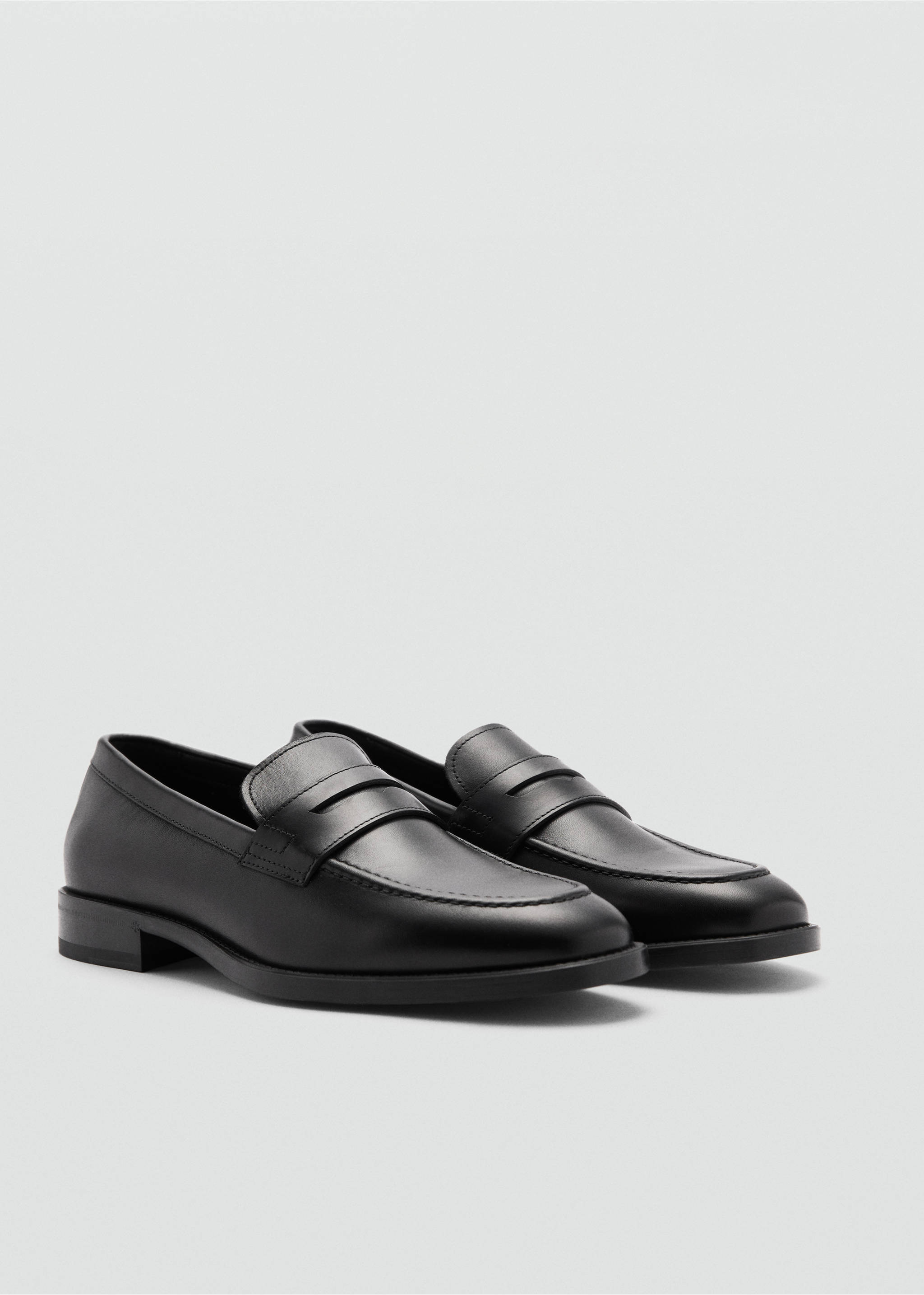 Mocasín antifaz piel antic - Plano medio, Negro. Ref: 77040635-00.
