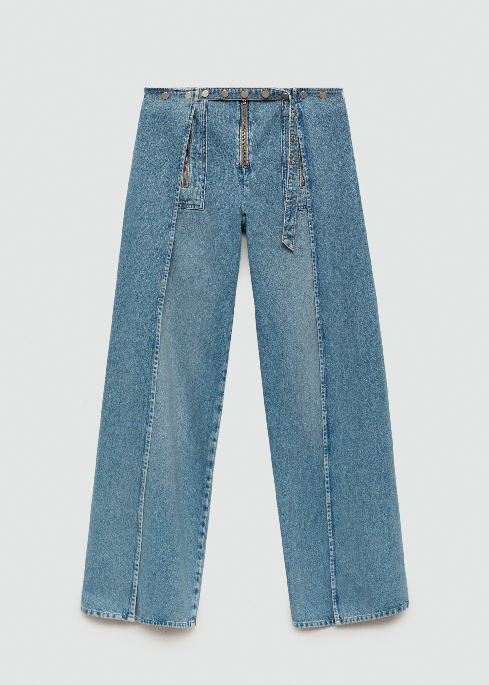 Wide leg jeans with seams and snap buttons - Article without model