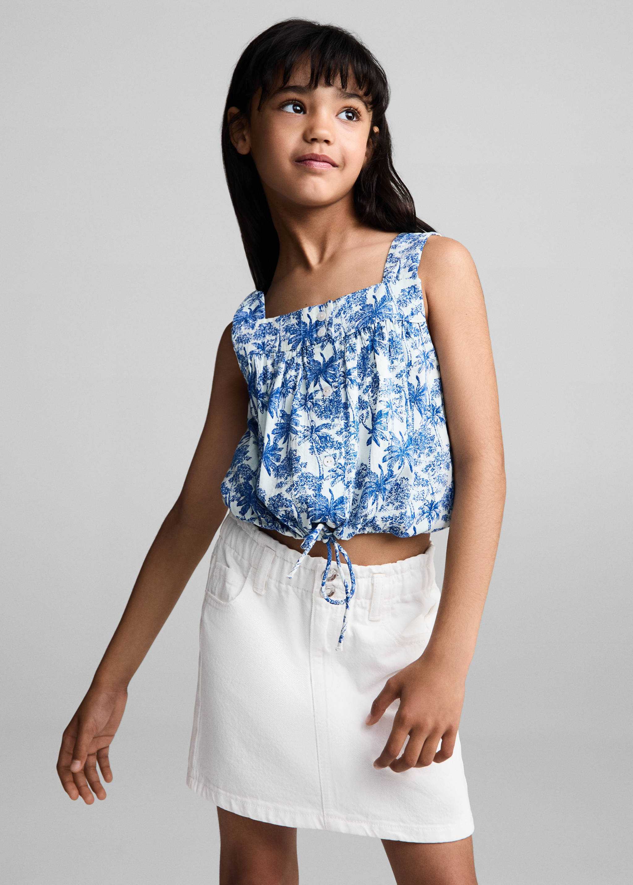 Paperbag denim skirt - Medium plane