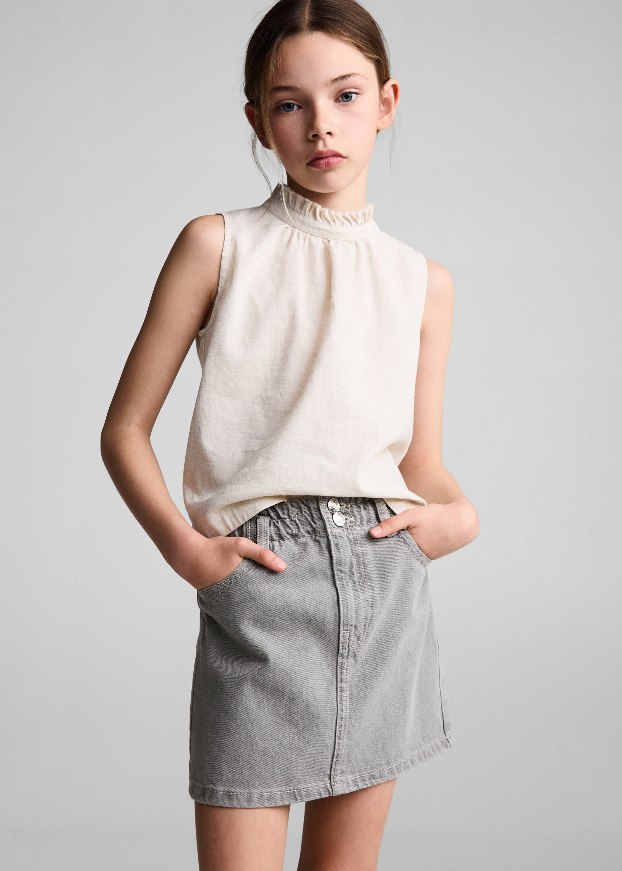 Paperbag denim skirt - Medium plane