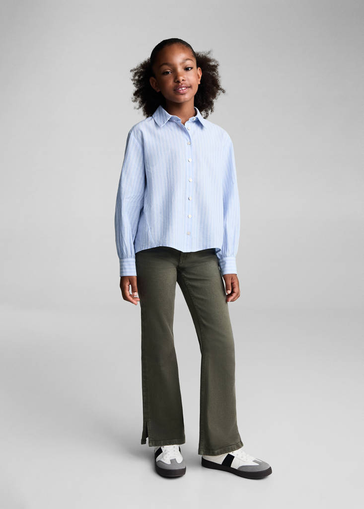 Flared jeans with slits — Forest Green