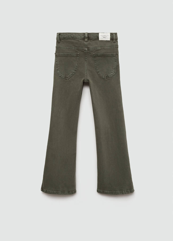Flared jeans with slits — Forest Green