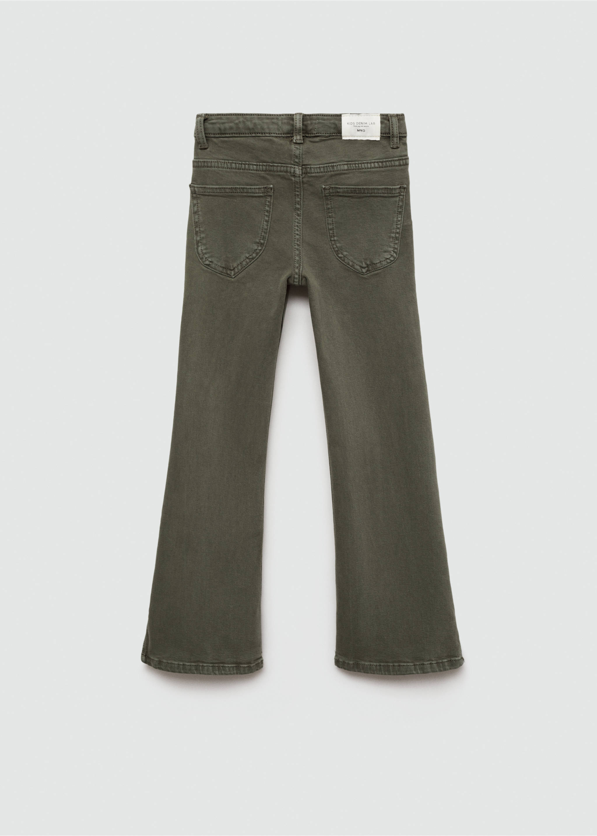 Flared jeans with slits - Reverse of the article, Forest Green. Ref: 77041016-00.