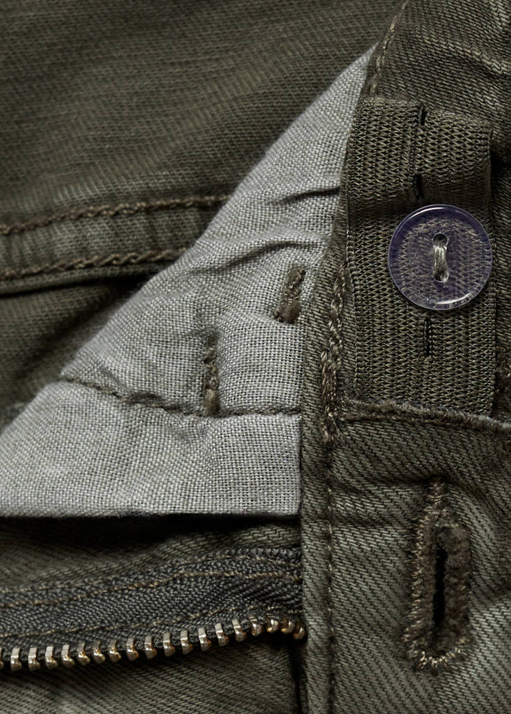 Flared jeans with slits — Forest Green