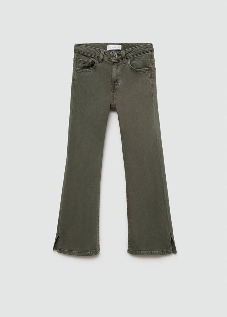 Flared jeans with slits — Forest Green