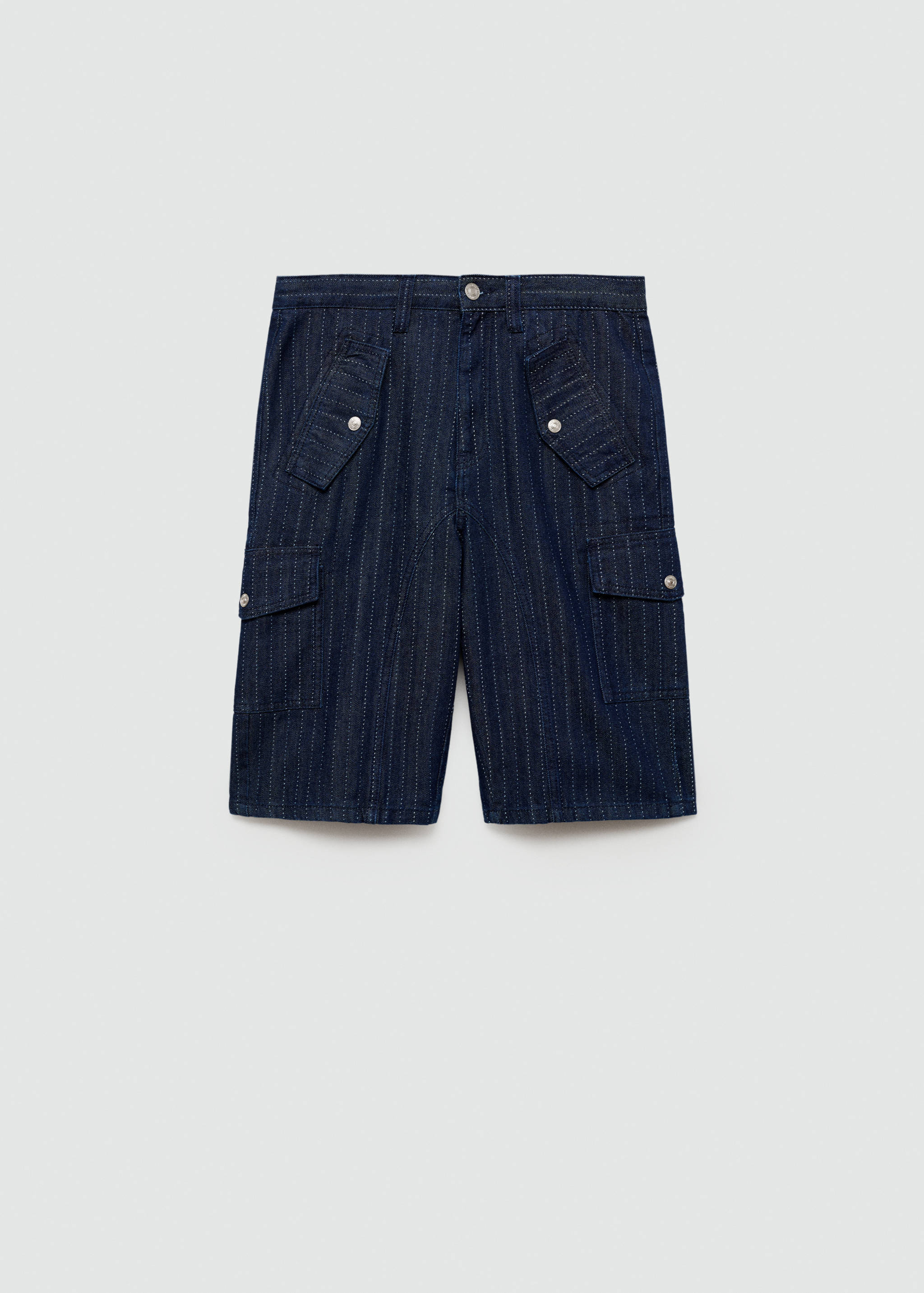 Denim bermuda shorts with decorative stitching - Article without model