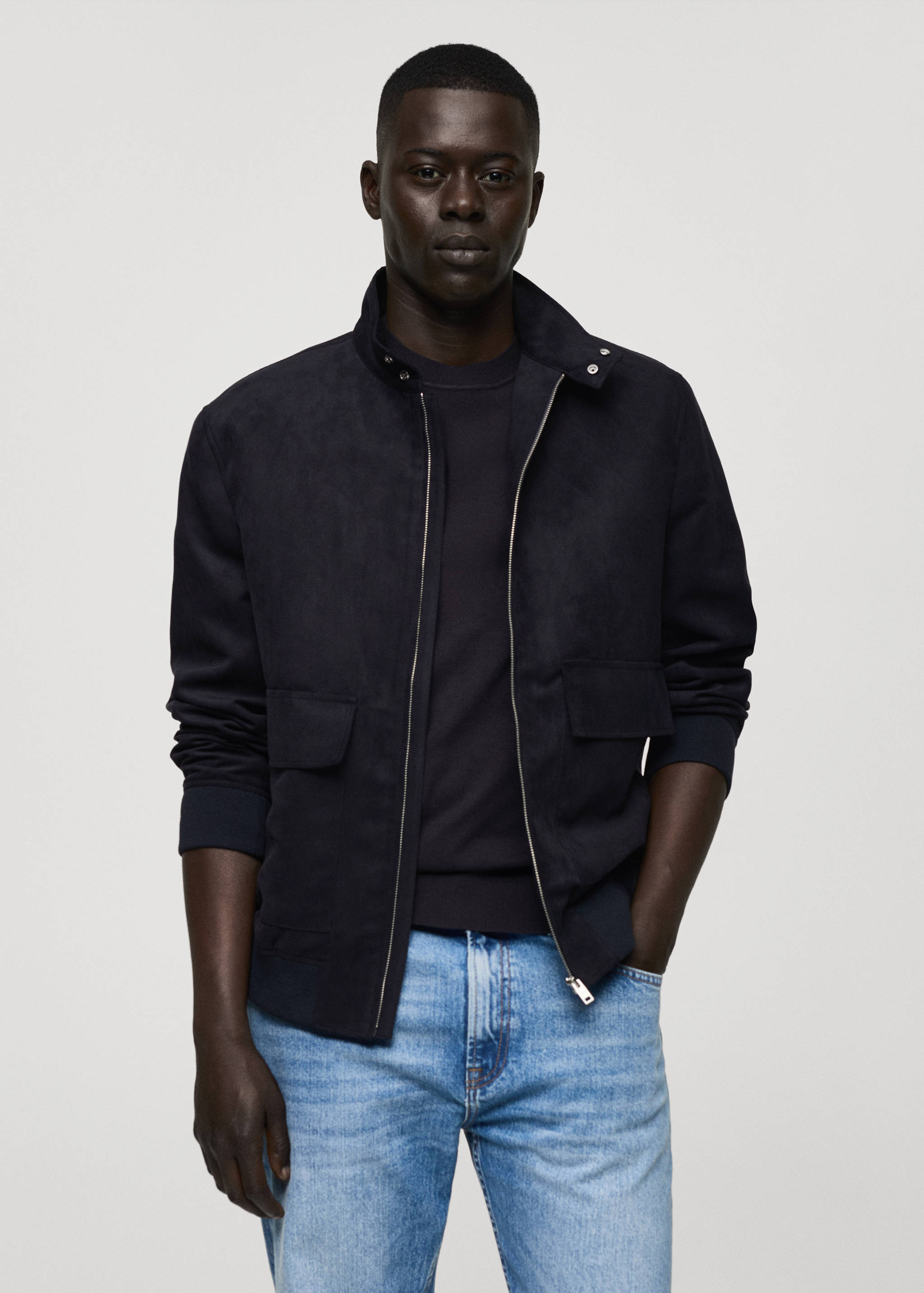 Suede-effect jacket with zip - Medium plane