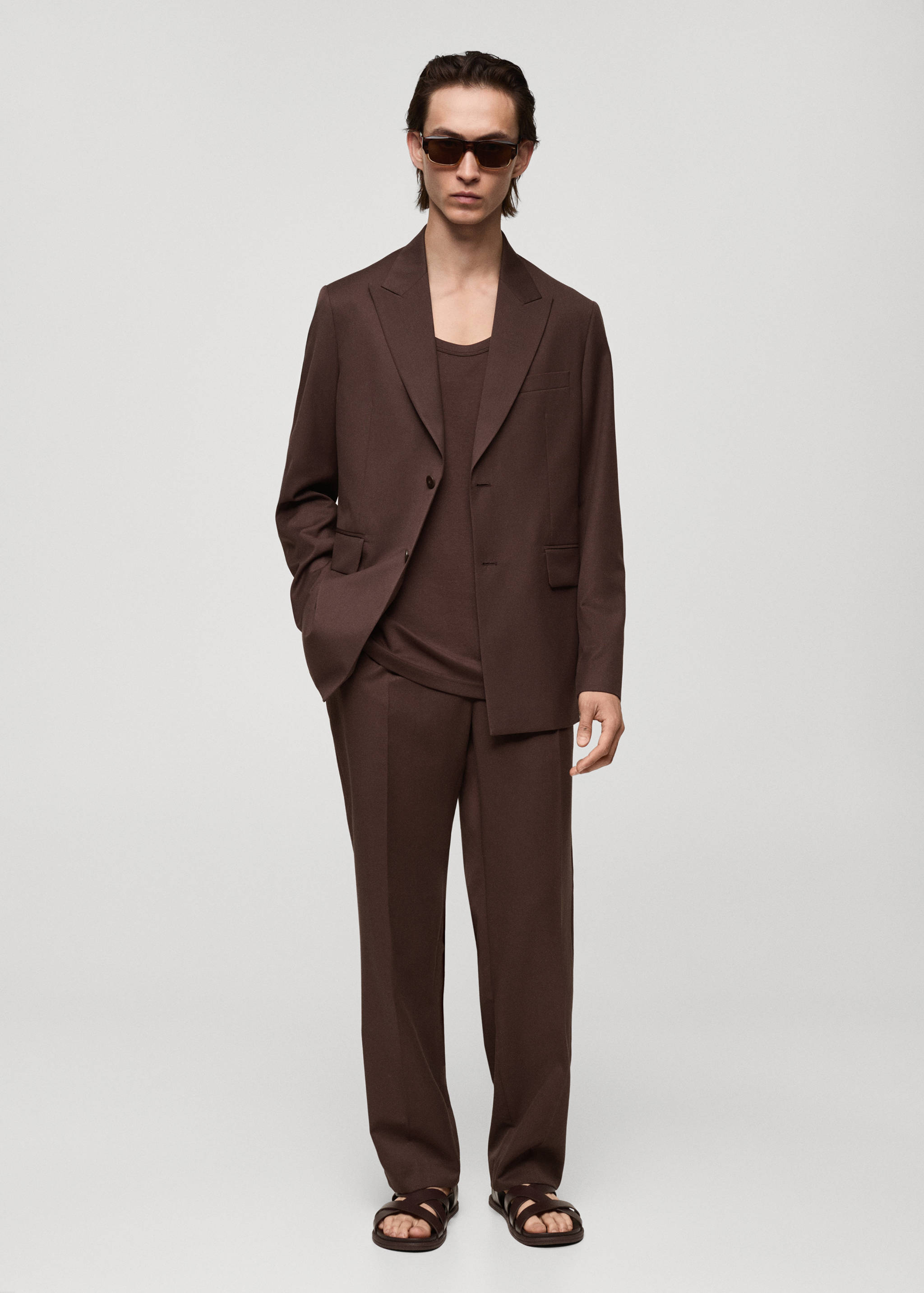 常规版型褶皱西装裤 - null