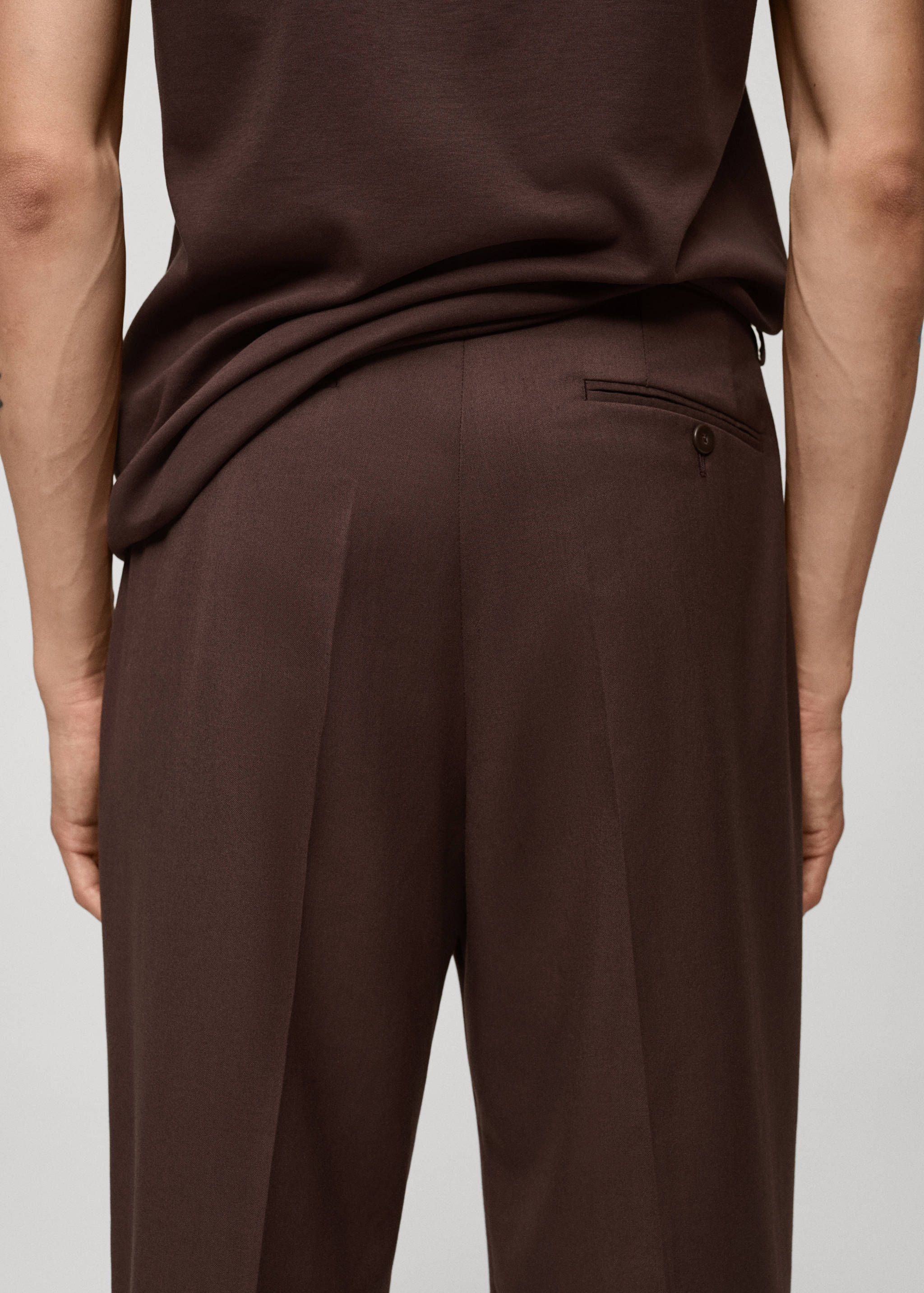 常规版型褶皱西装裤 - null