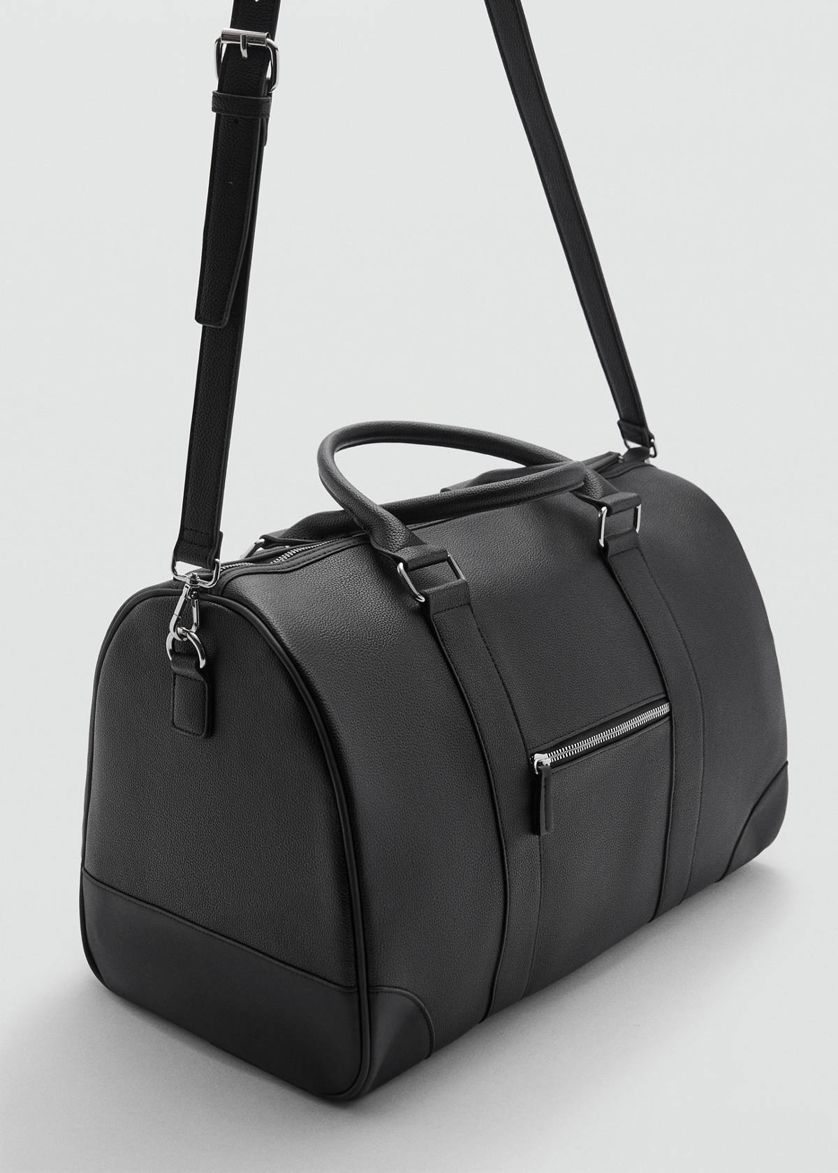 Patent faux-leather bowling bag — Black