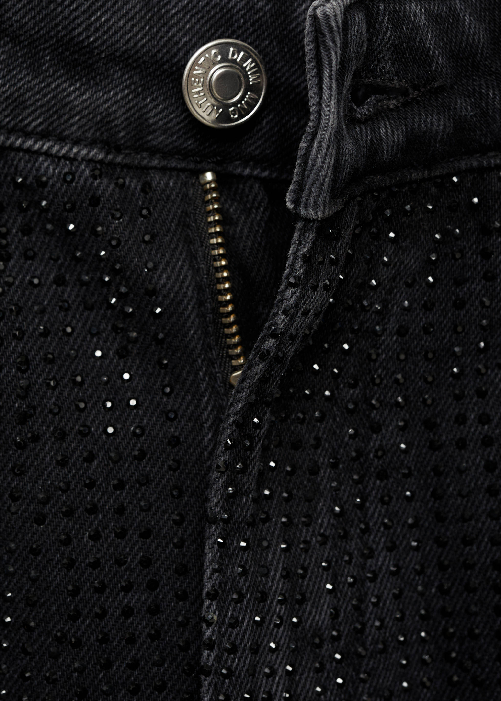 Straight jeans with rhinestone detail - Details of the article 0