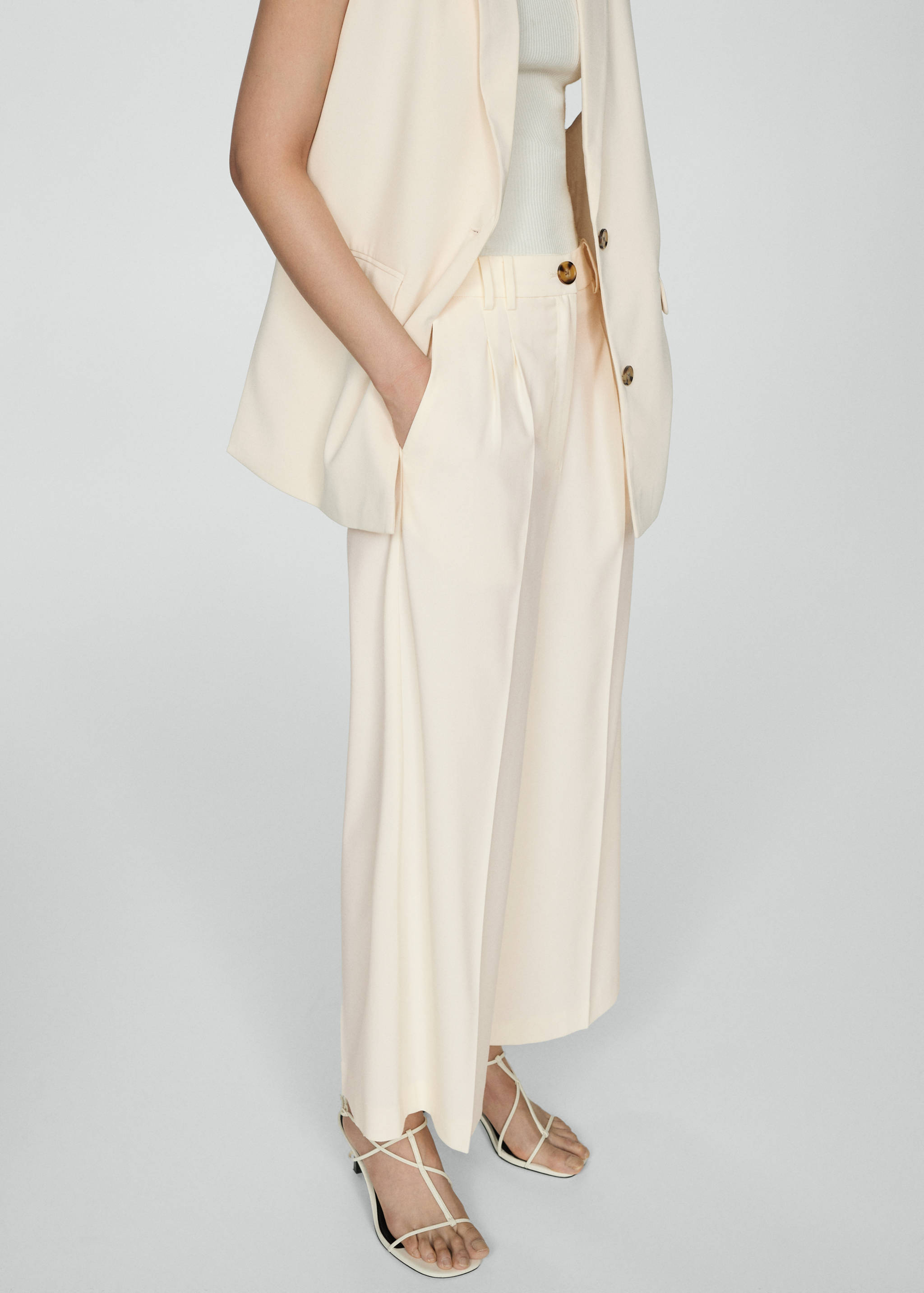 Pleated culottes trousers - Medium plane