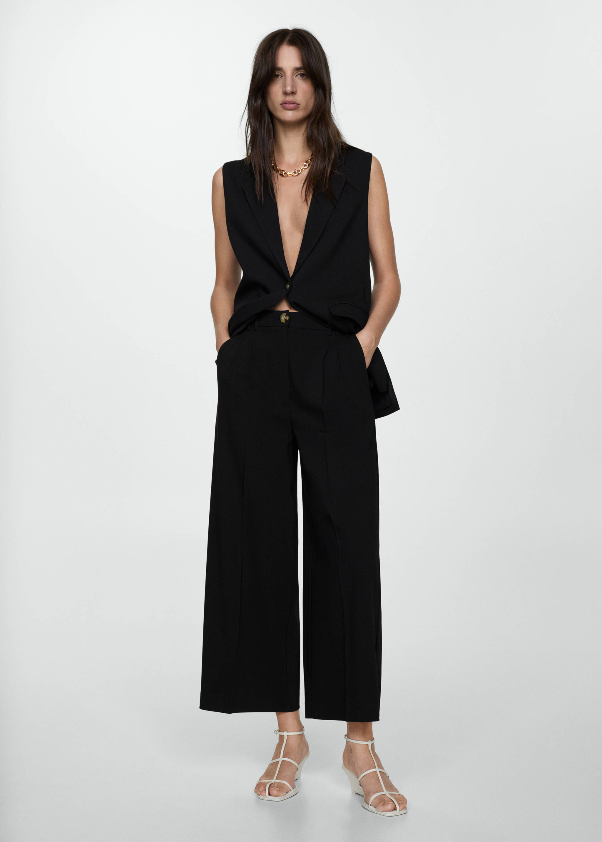 Pleated culottes trousers - General plane