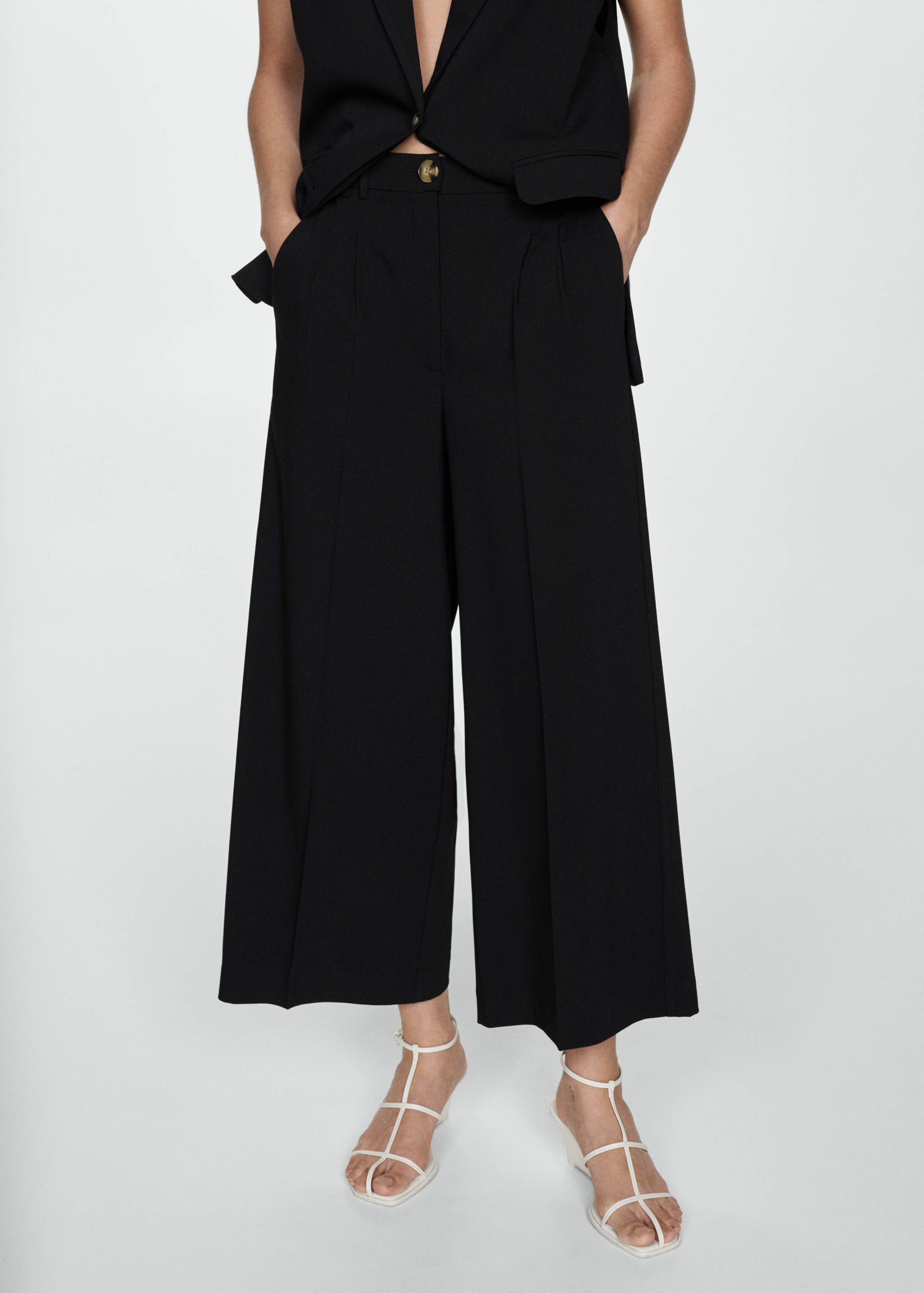 Pleated culottes trousers - Medium plane