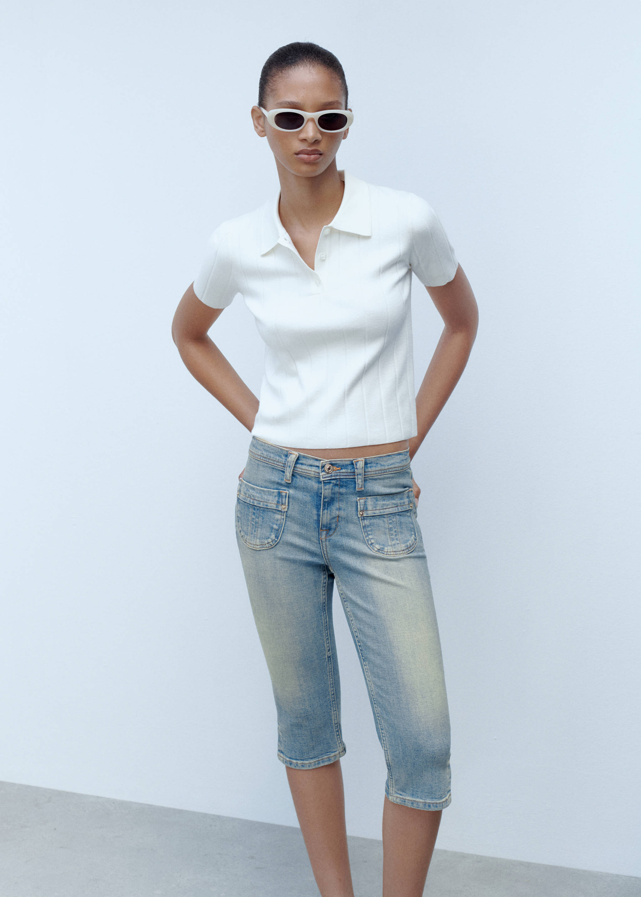 Capri jeans with pockets - Medium plane