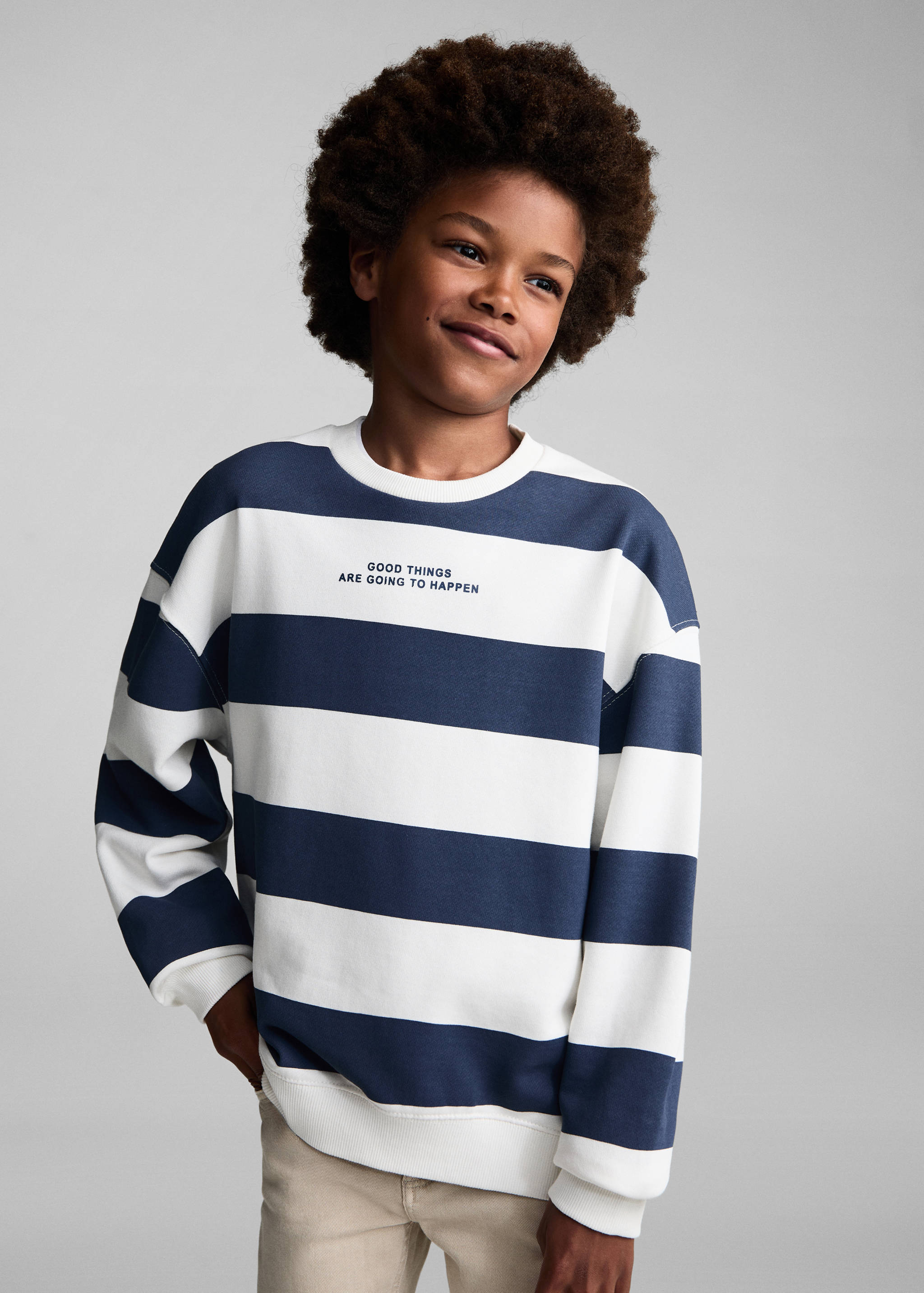 Striped cotton-blend sweatshirt - Medium plane