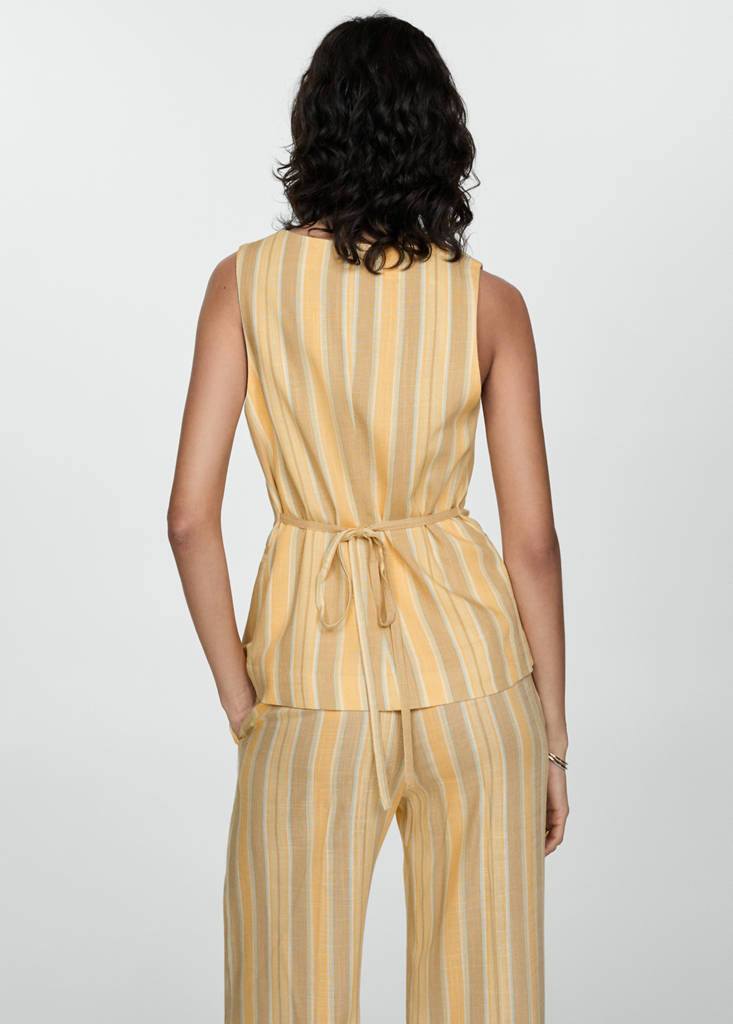 Striped waistcoat with buttons — Yellow
