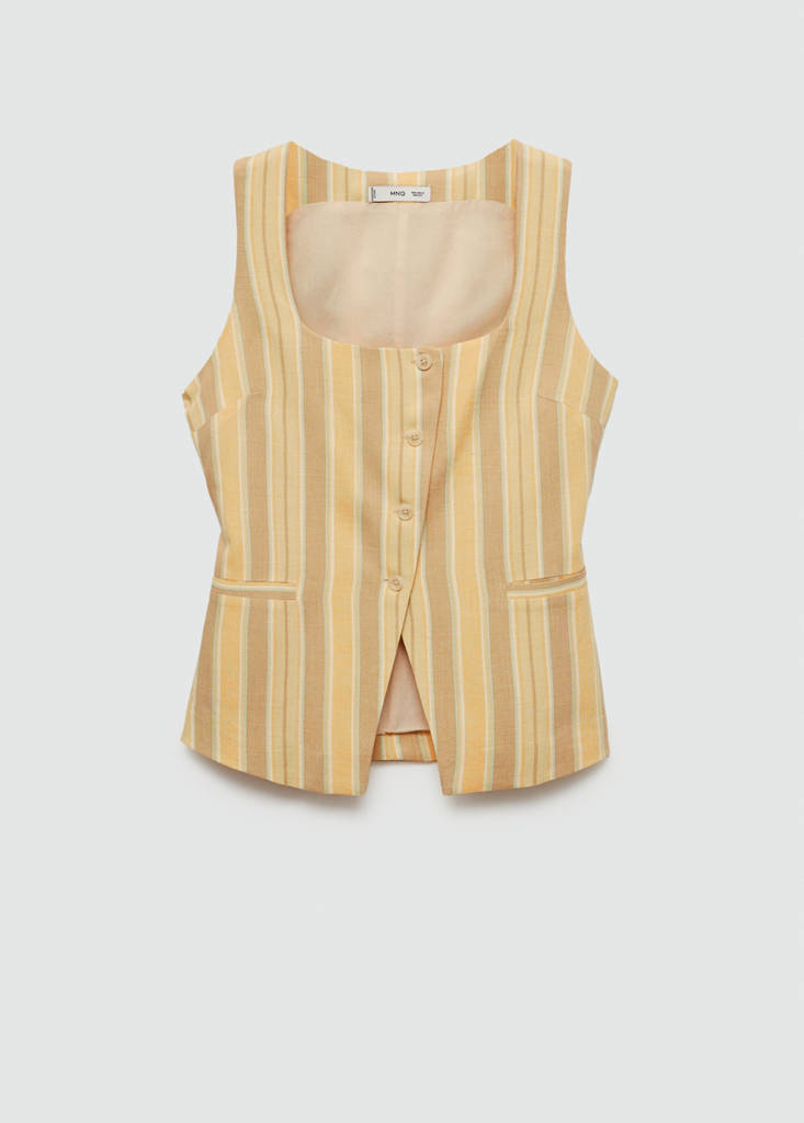 Striped waistcoat with buttons — Yellow