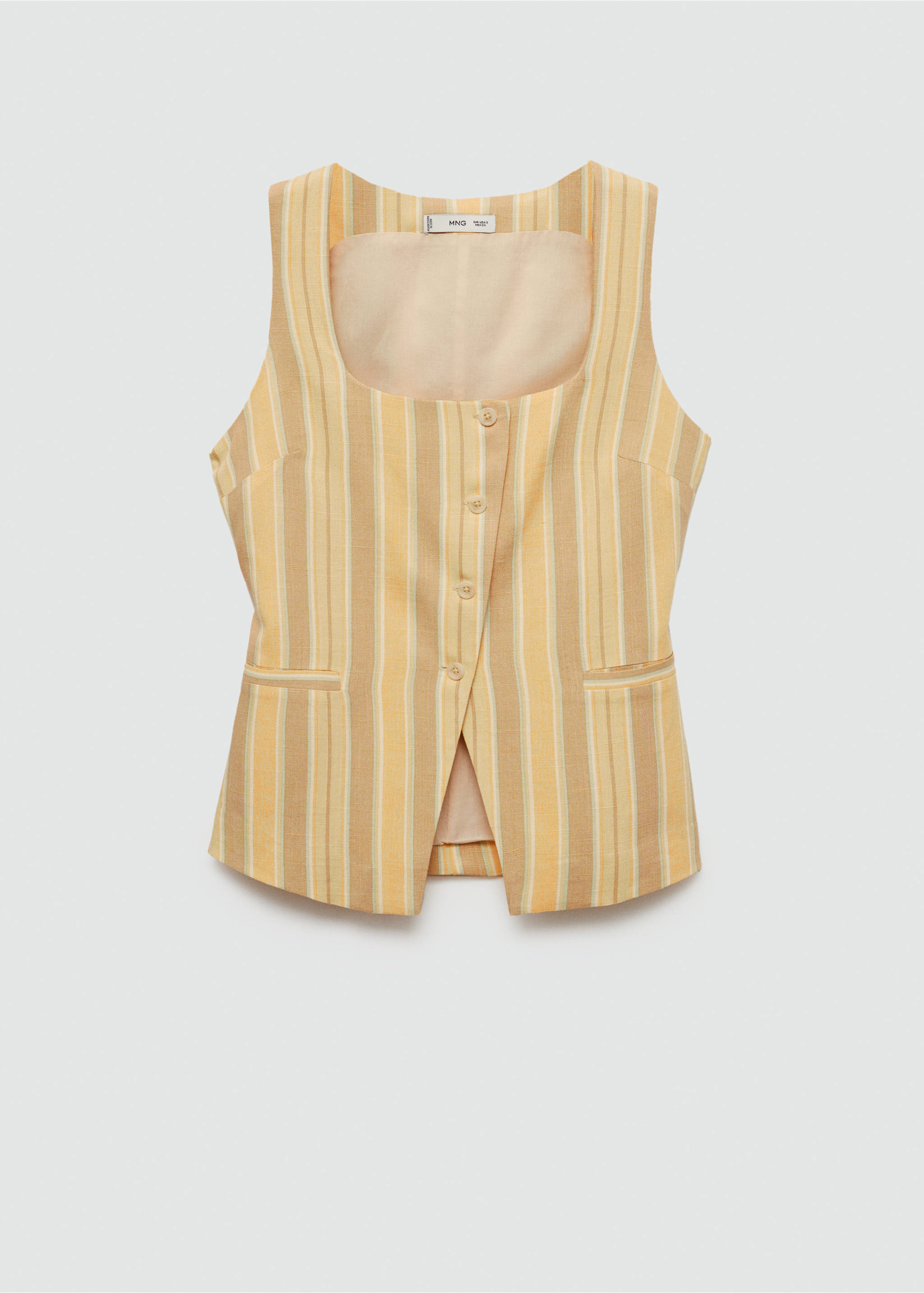 Striped vest with buttons - Article without model, Yellow. Ref: 77043266-00.