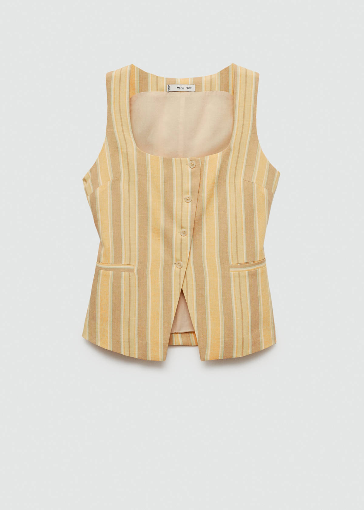 Striped waistcoat with buttons — Yellow