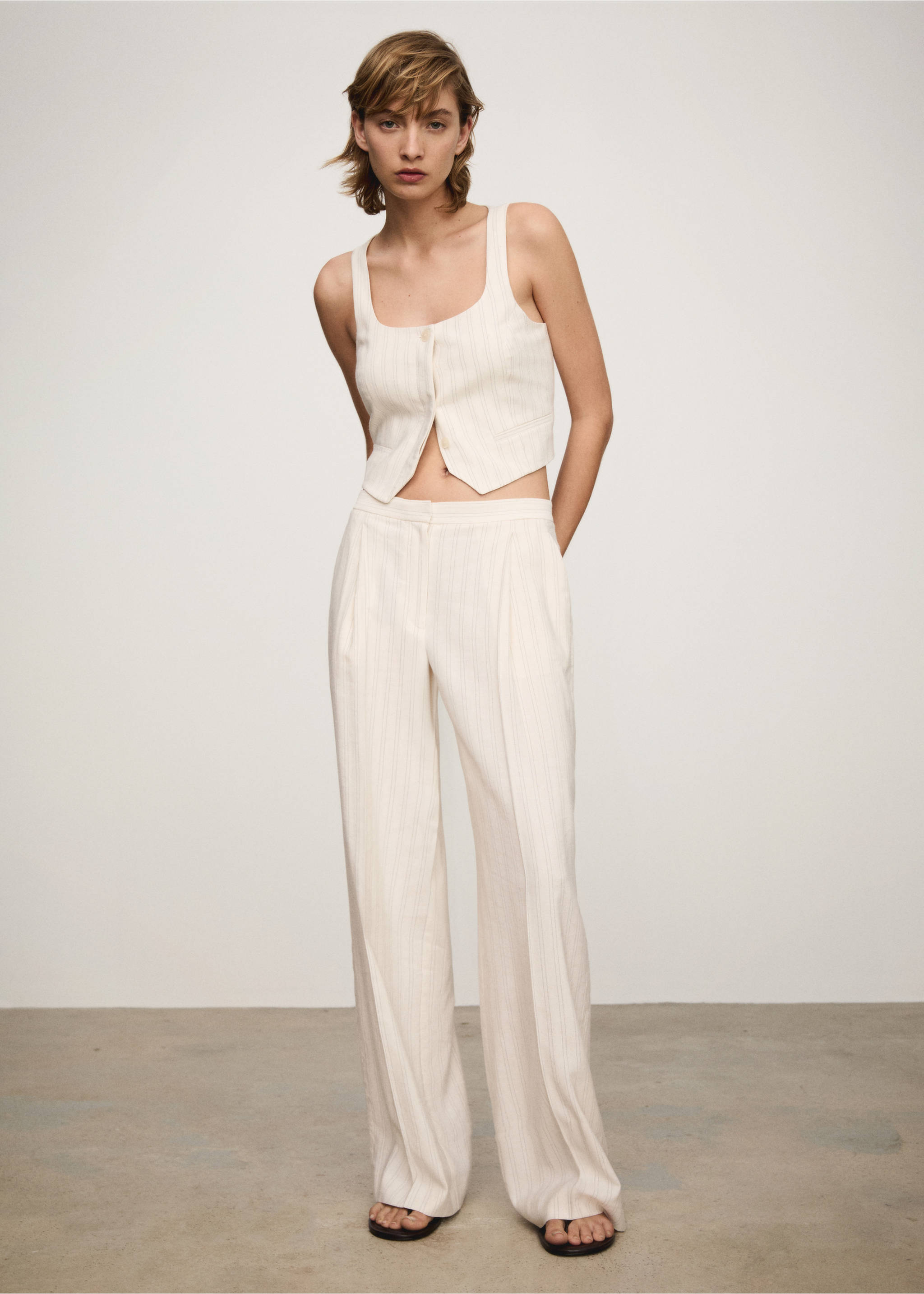 Striped suit vest - General plane, Ecru. Ref: 77043271-00.