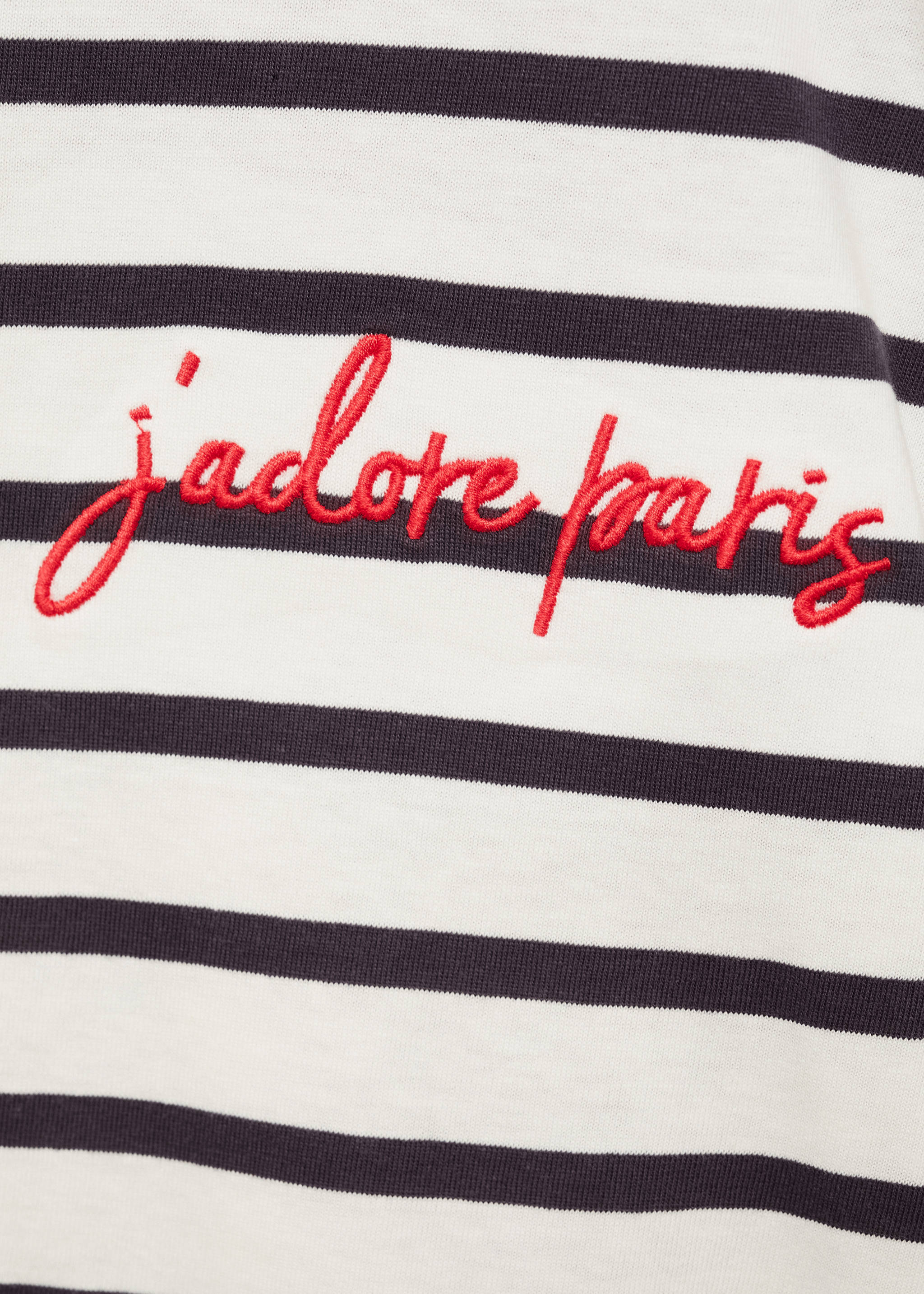 Striped t-shirt with embroidered detail - Details of the article 0