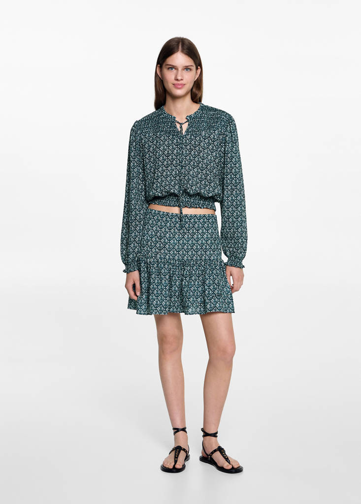 MANGO TEEN - Jupe imprimée volant bleu marine foncé - XL - Fille Teen