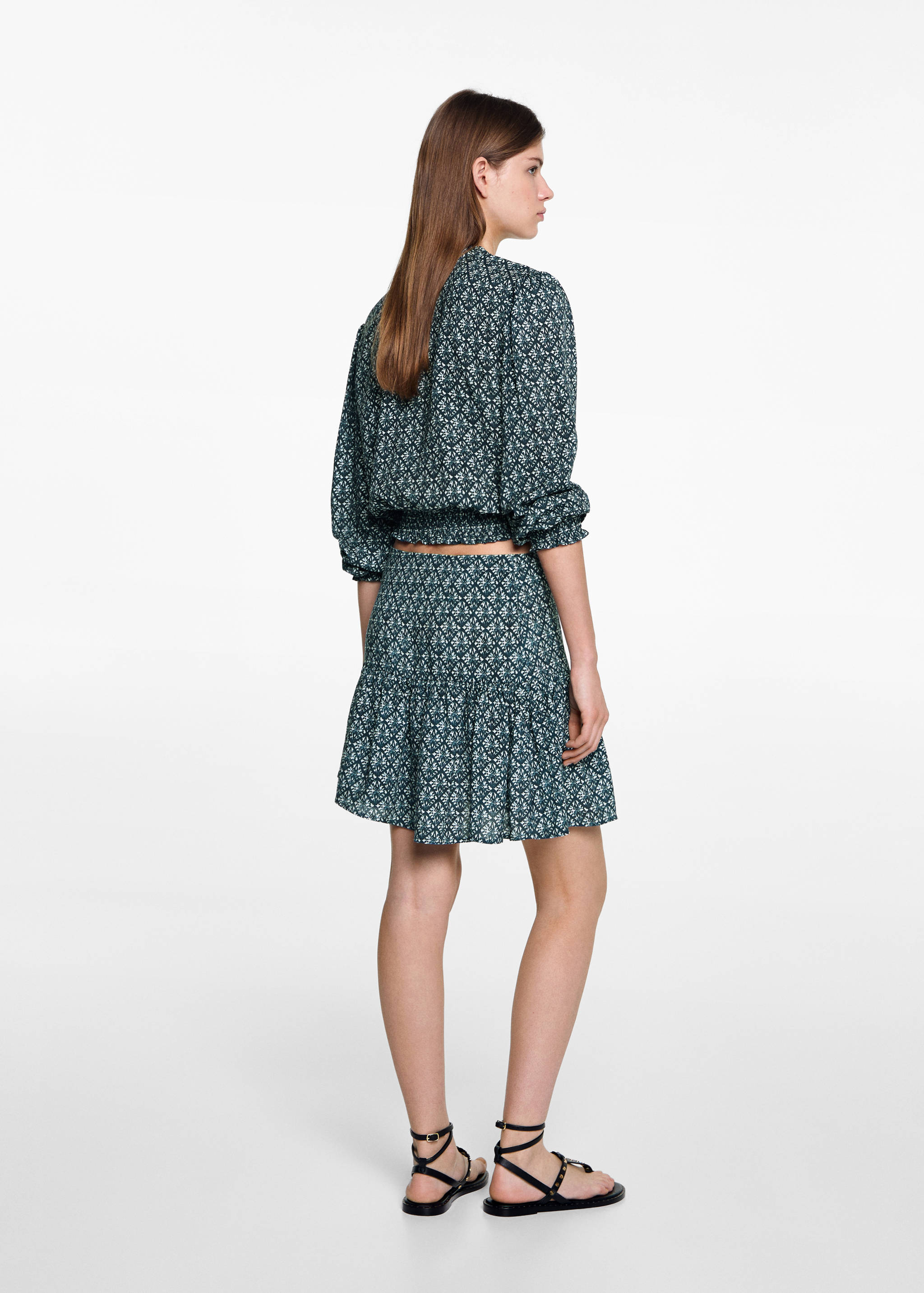 Юбка с принтом и воланом - Обратная сторона изделия