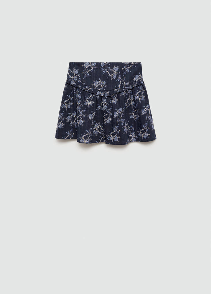 MANGO KIDS - Jupe imprimée florale bleu marine foncé - 13-14 ans - Fille