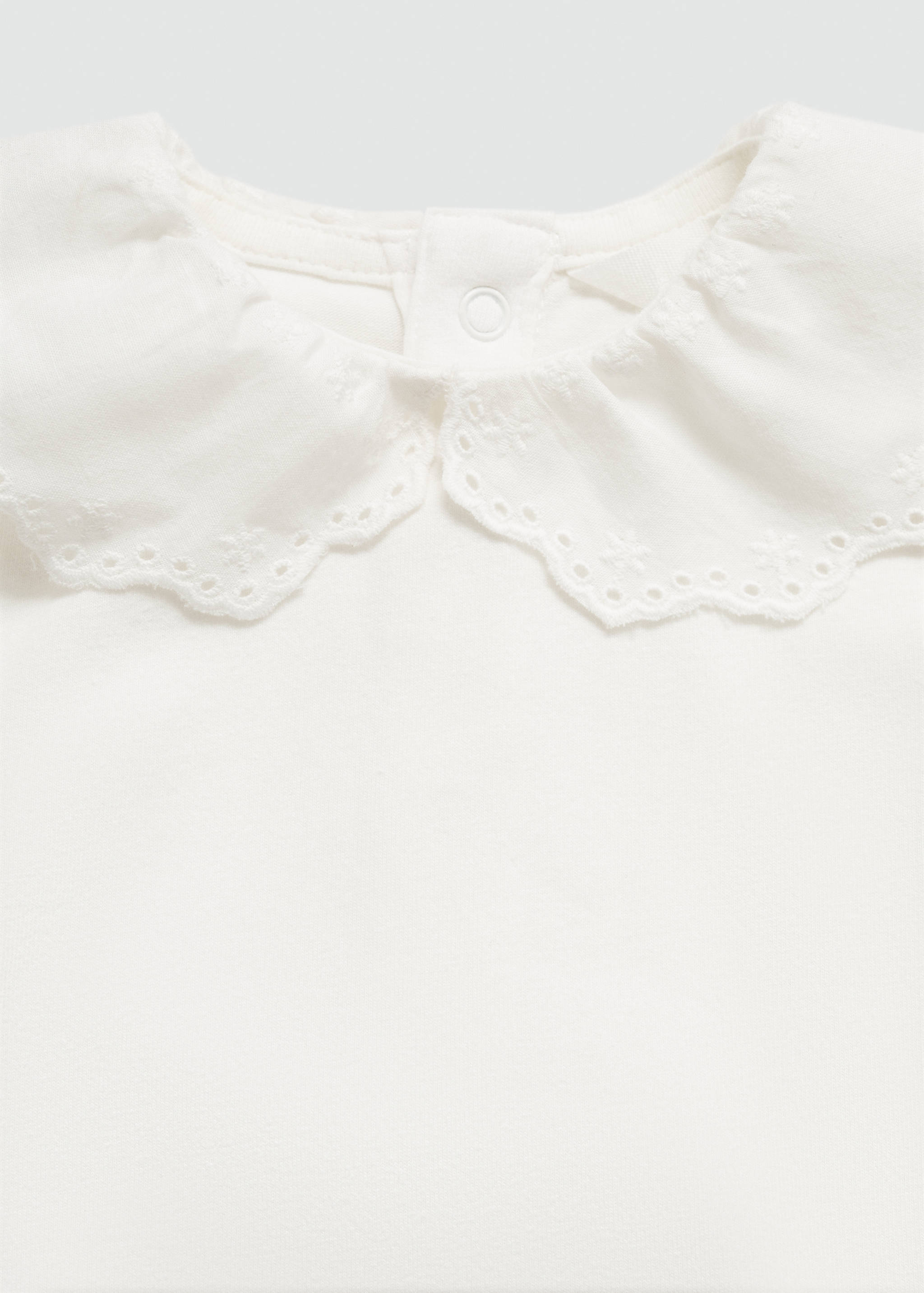 Cotton bodysuit with embroidered collar - Details of the article 0