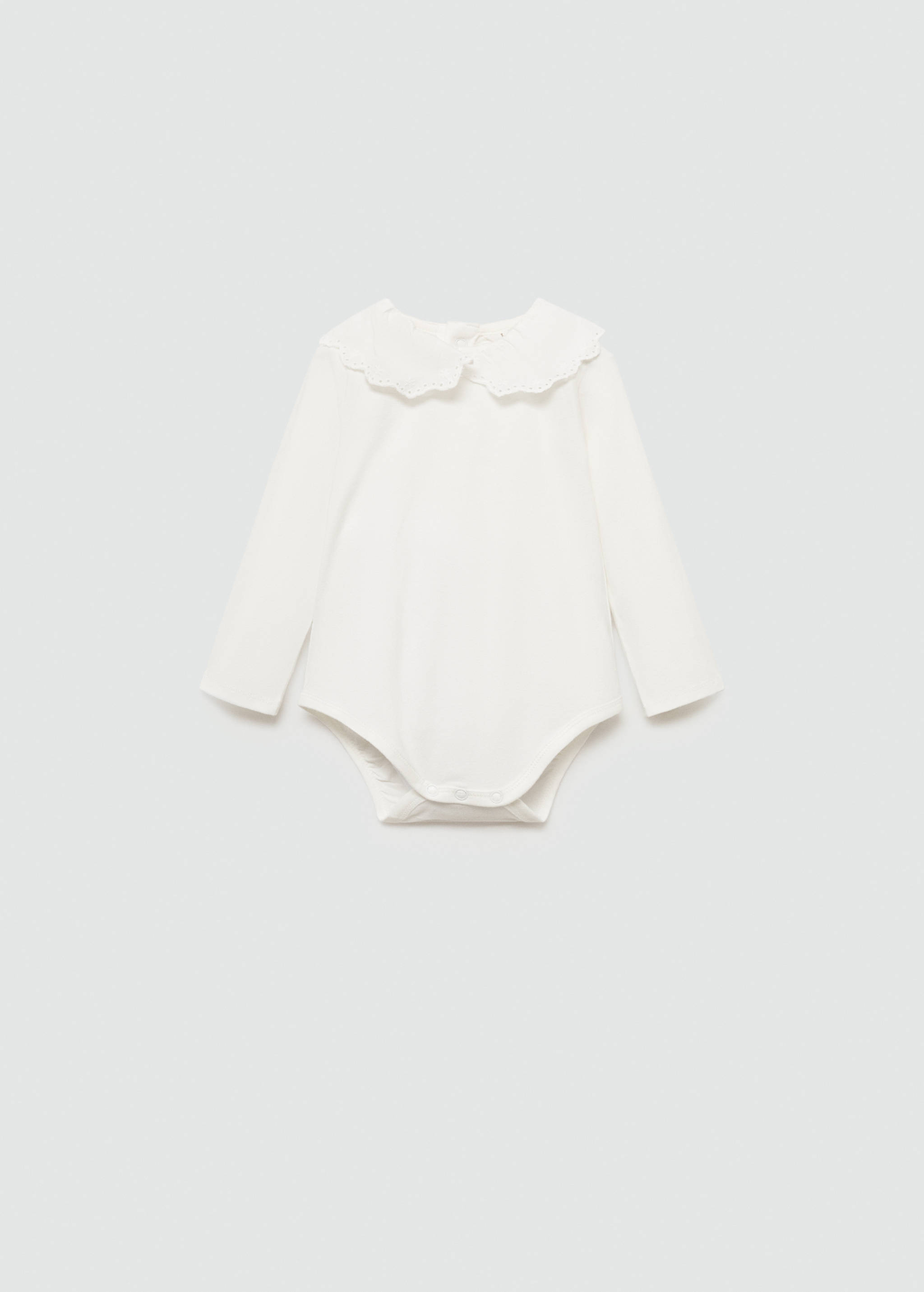 Cotton bodysuit with embroidered collar - Article without model