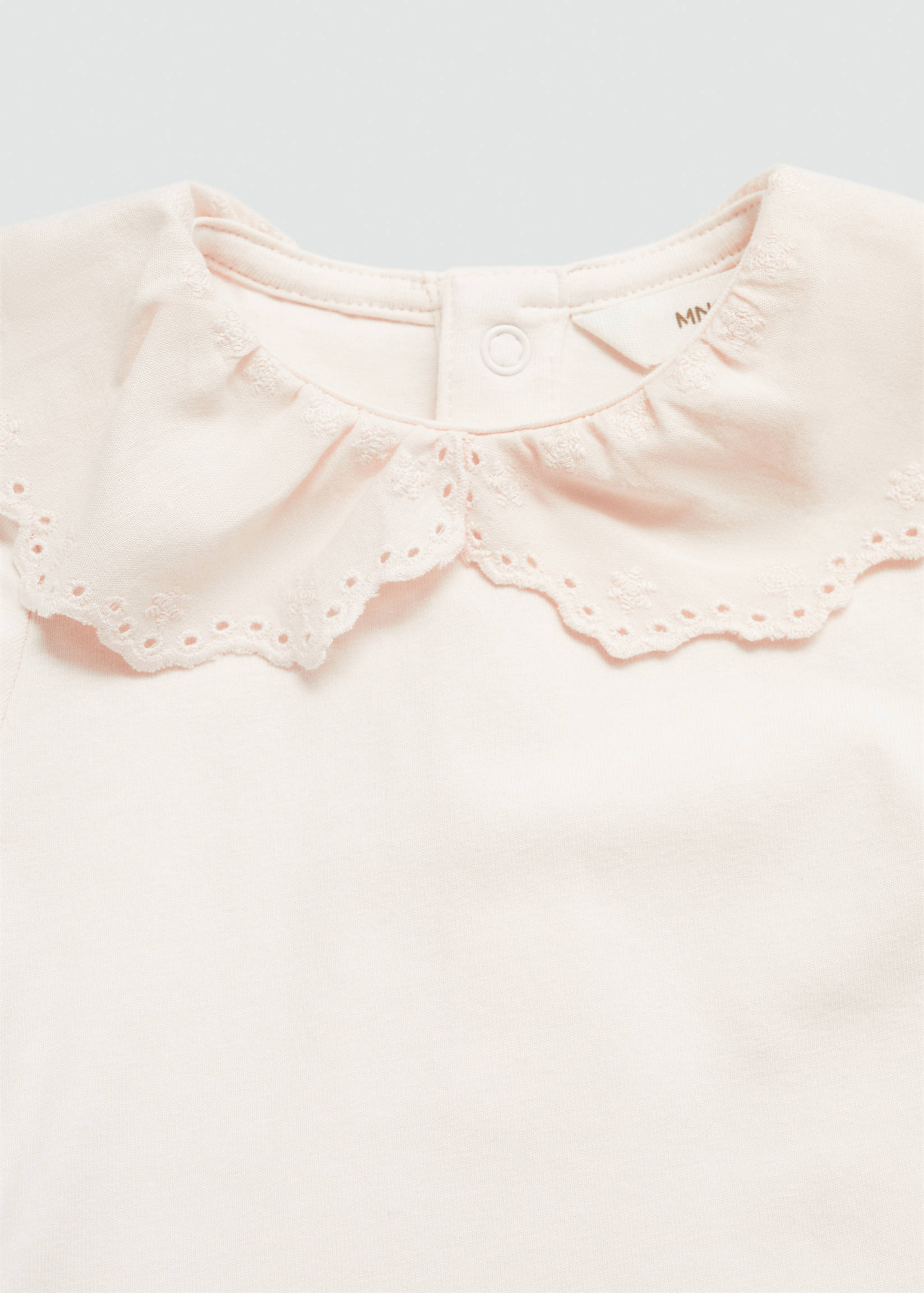 Cotton bodysuit with embroidered collar - Details of the article 0