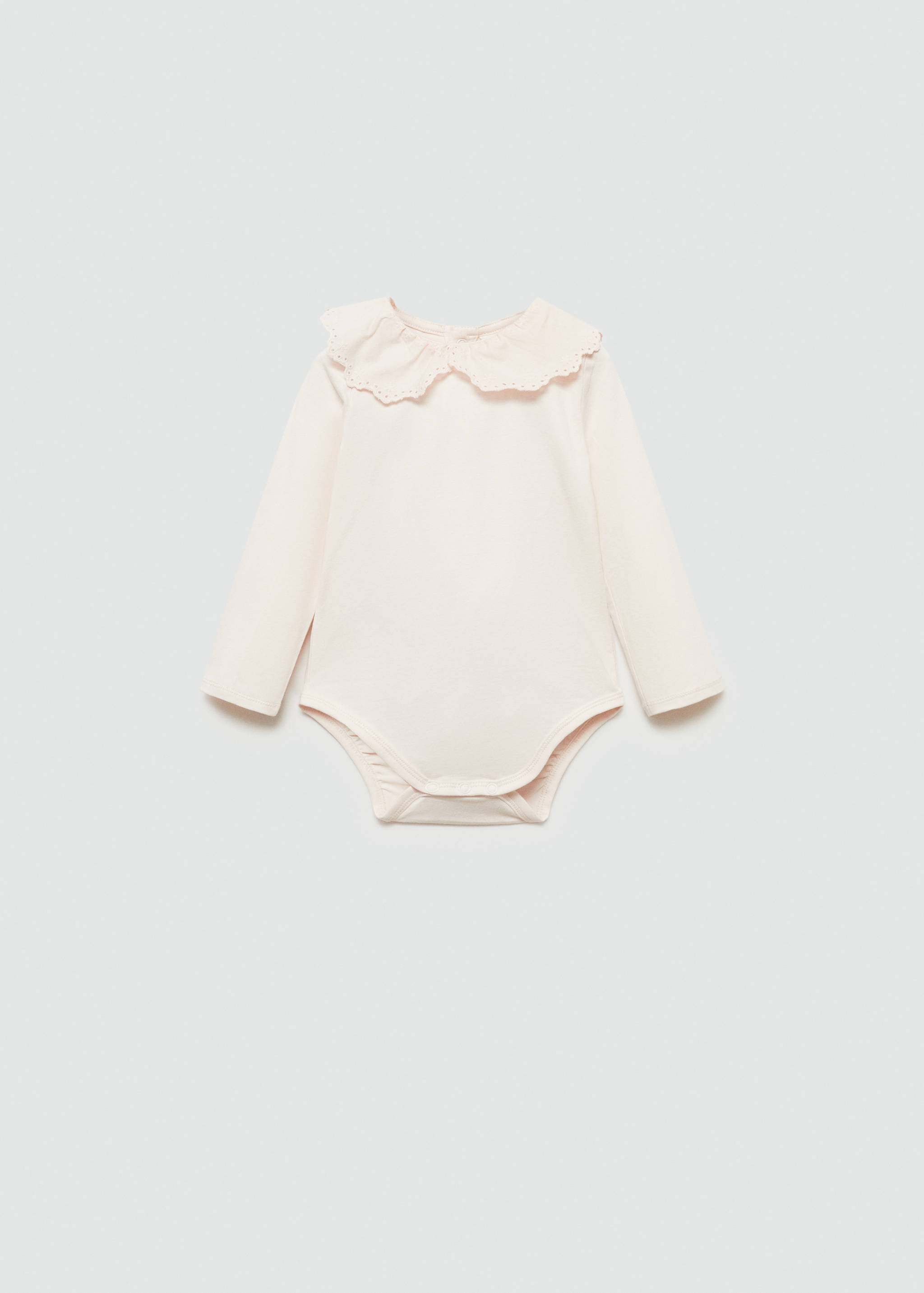 Cotton bodysuit with embroidered collar - Article without model