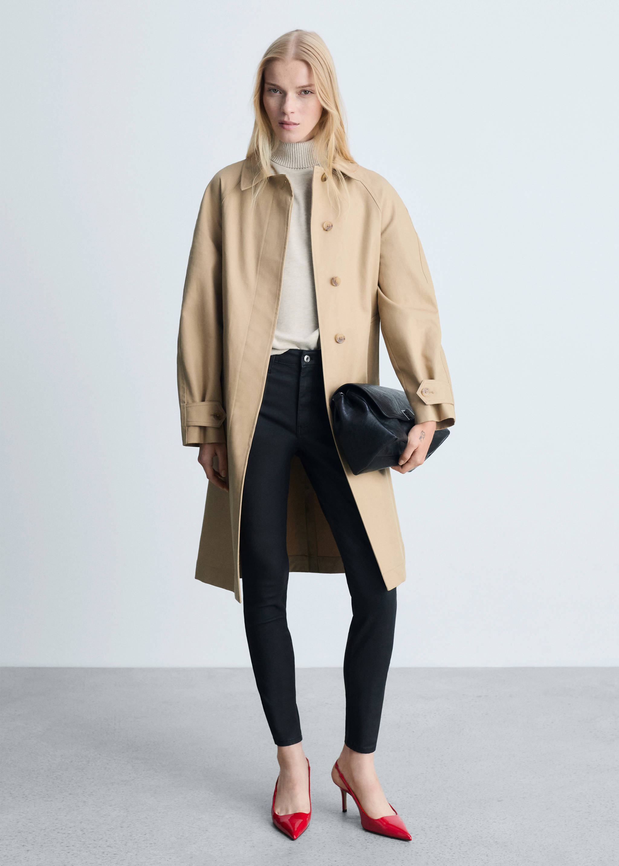 Waxed mid-rise skinny jeans - General plane