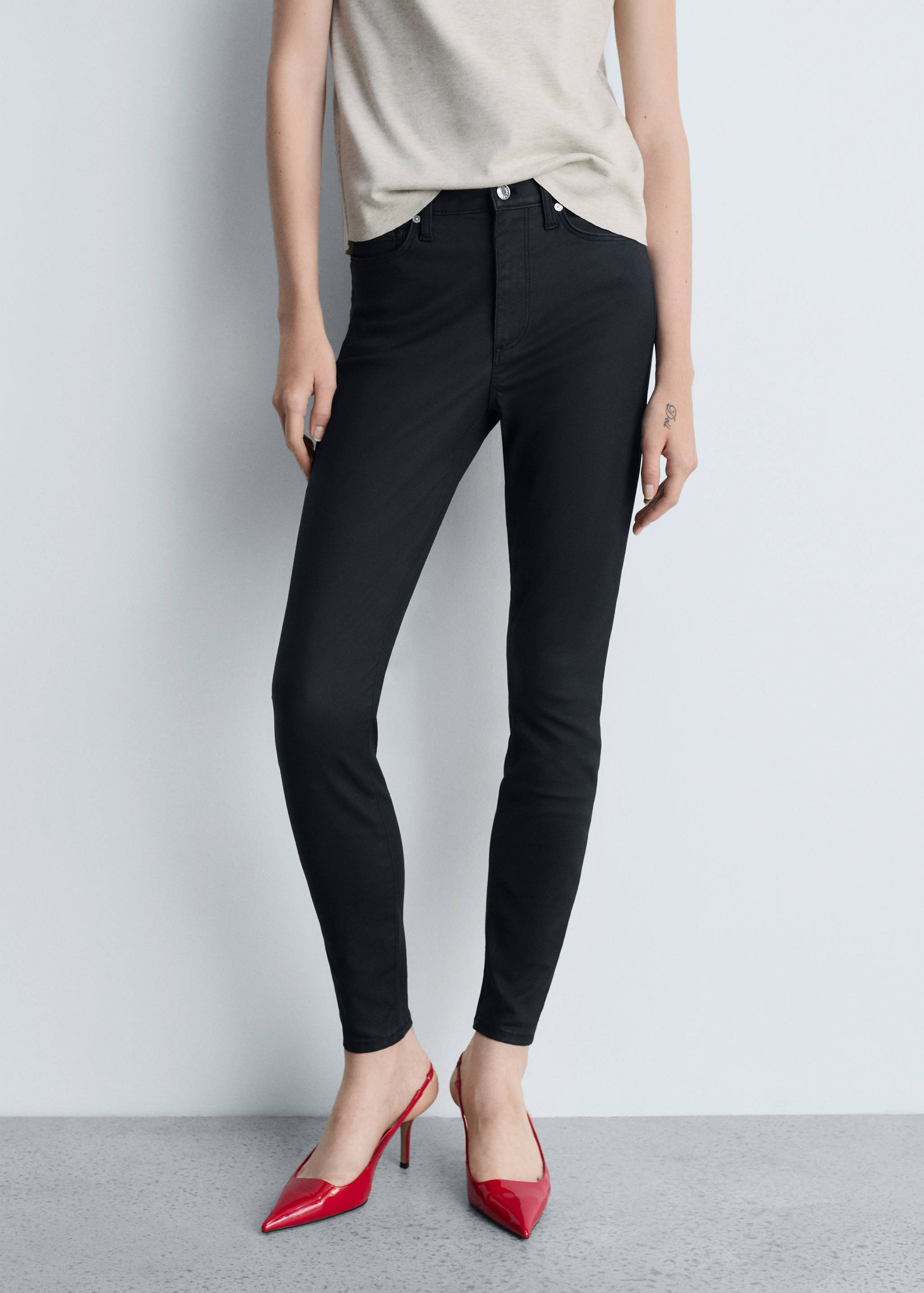 Waxed mid-rise skinny jeans - Medium plane