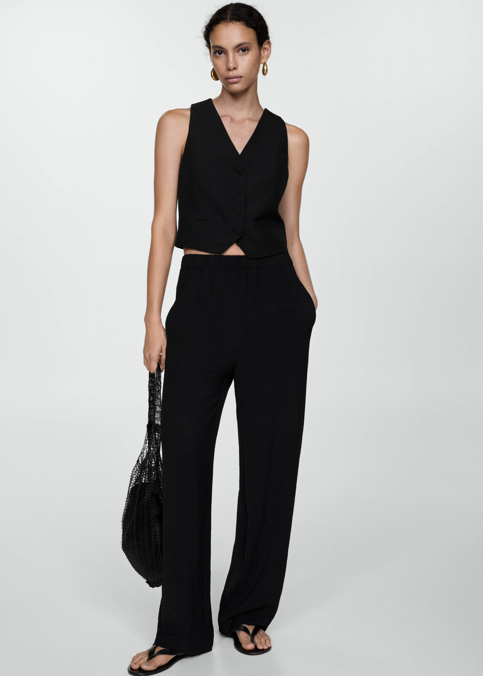 Textured flowy trousers - Details of the article 2