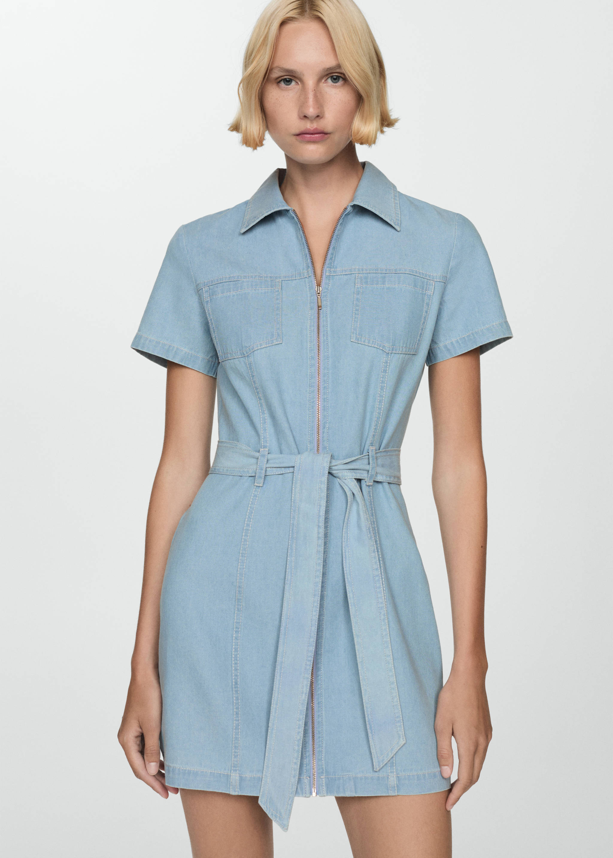 Denim dress with belt - Medium plane