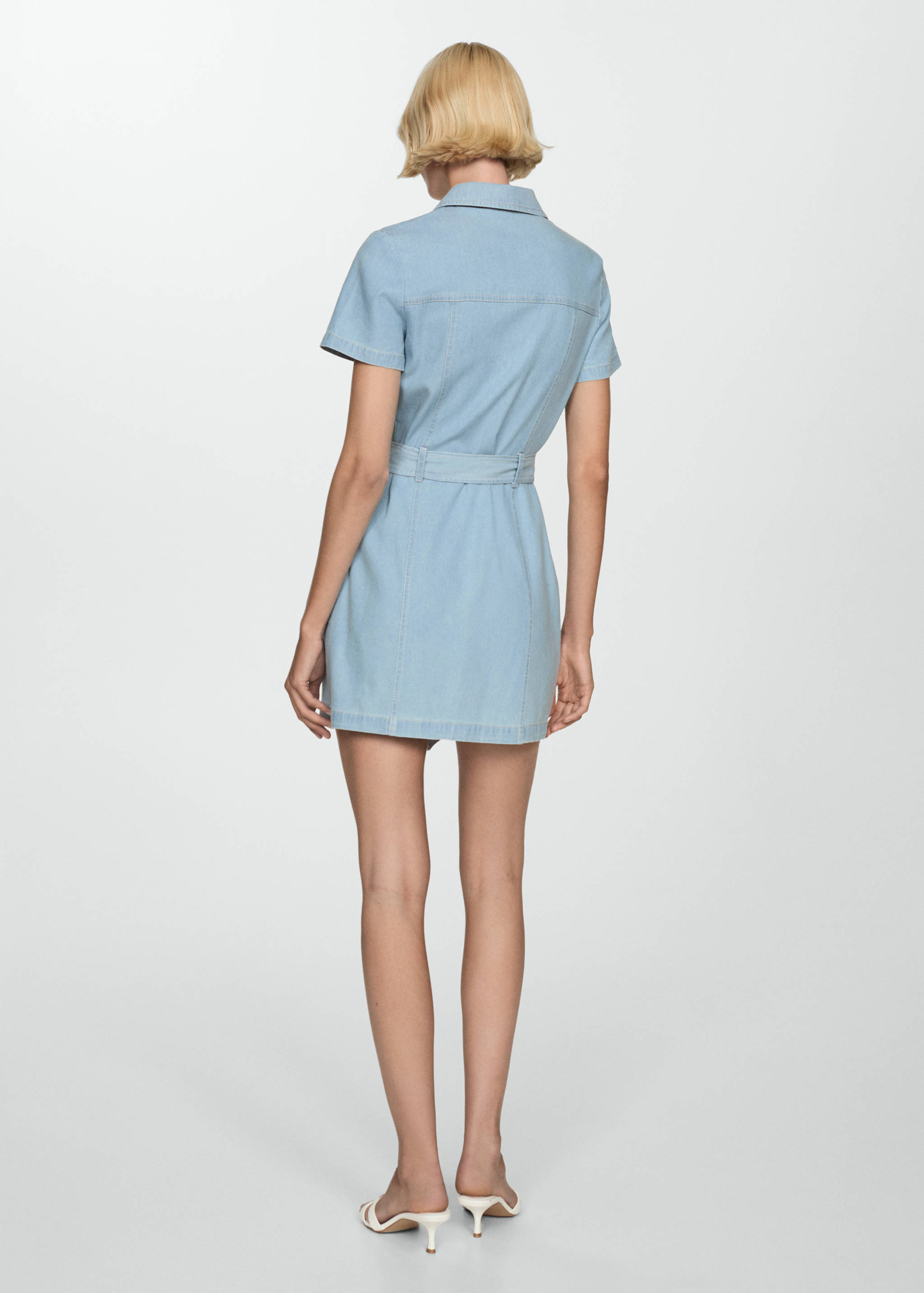 Denim dress with belt - Reverse of the article