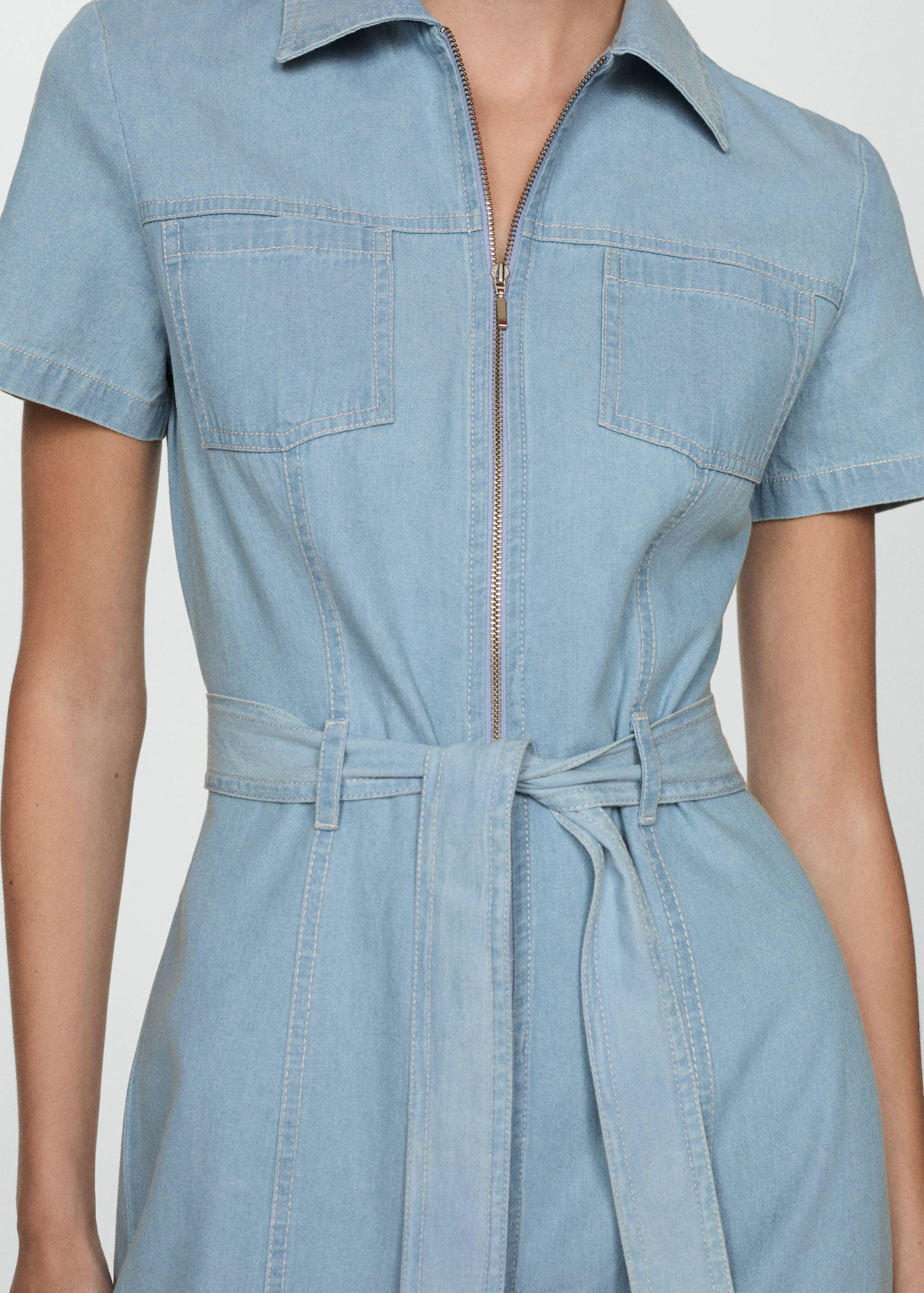 Denim dress with belt - Details of the article 6
