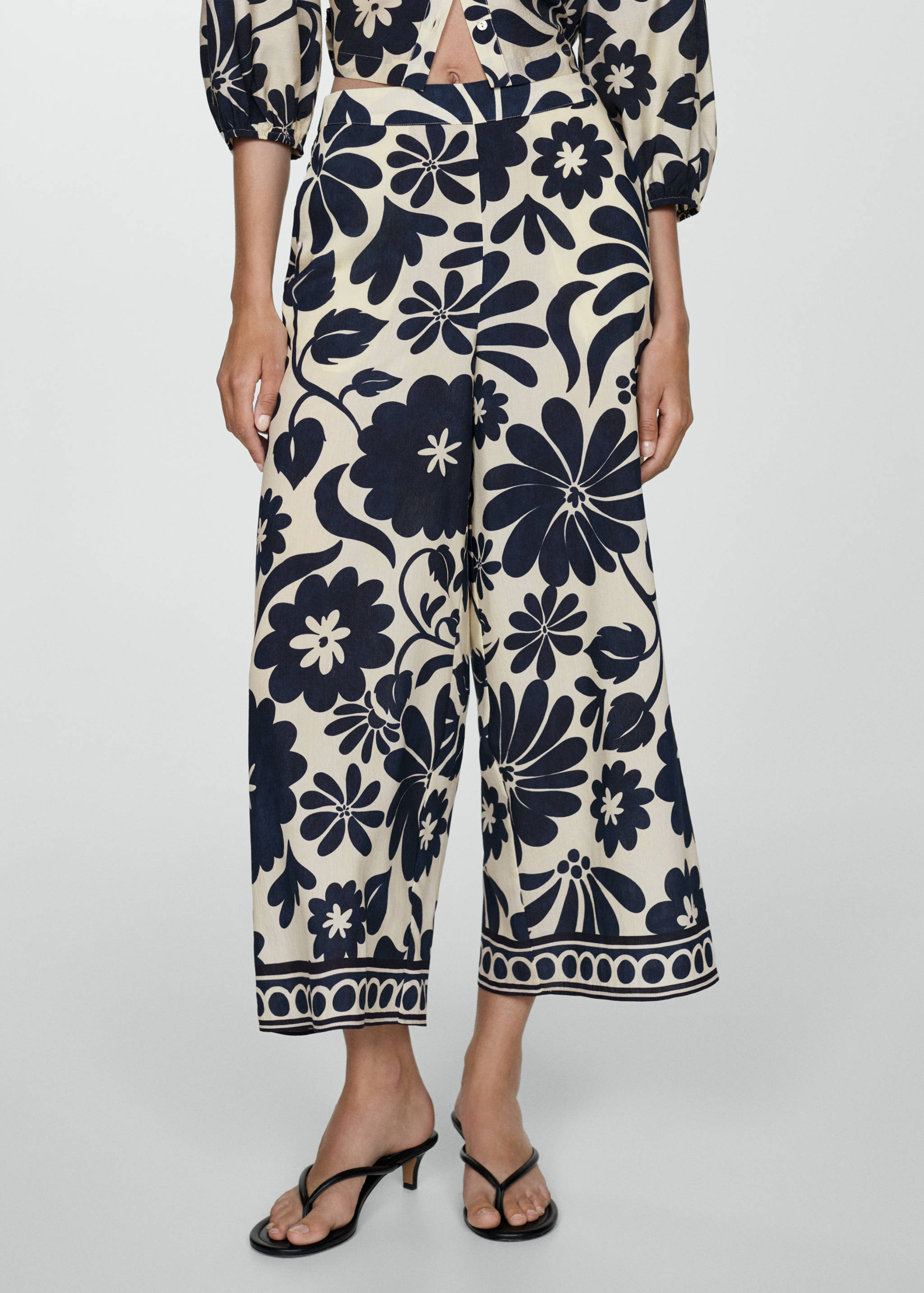 Fluid floral-print trousers - Medium plane