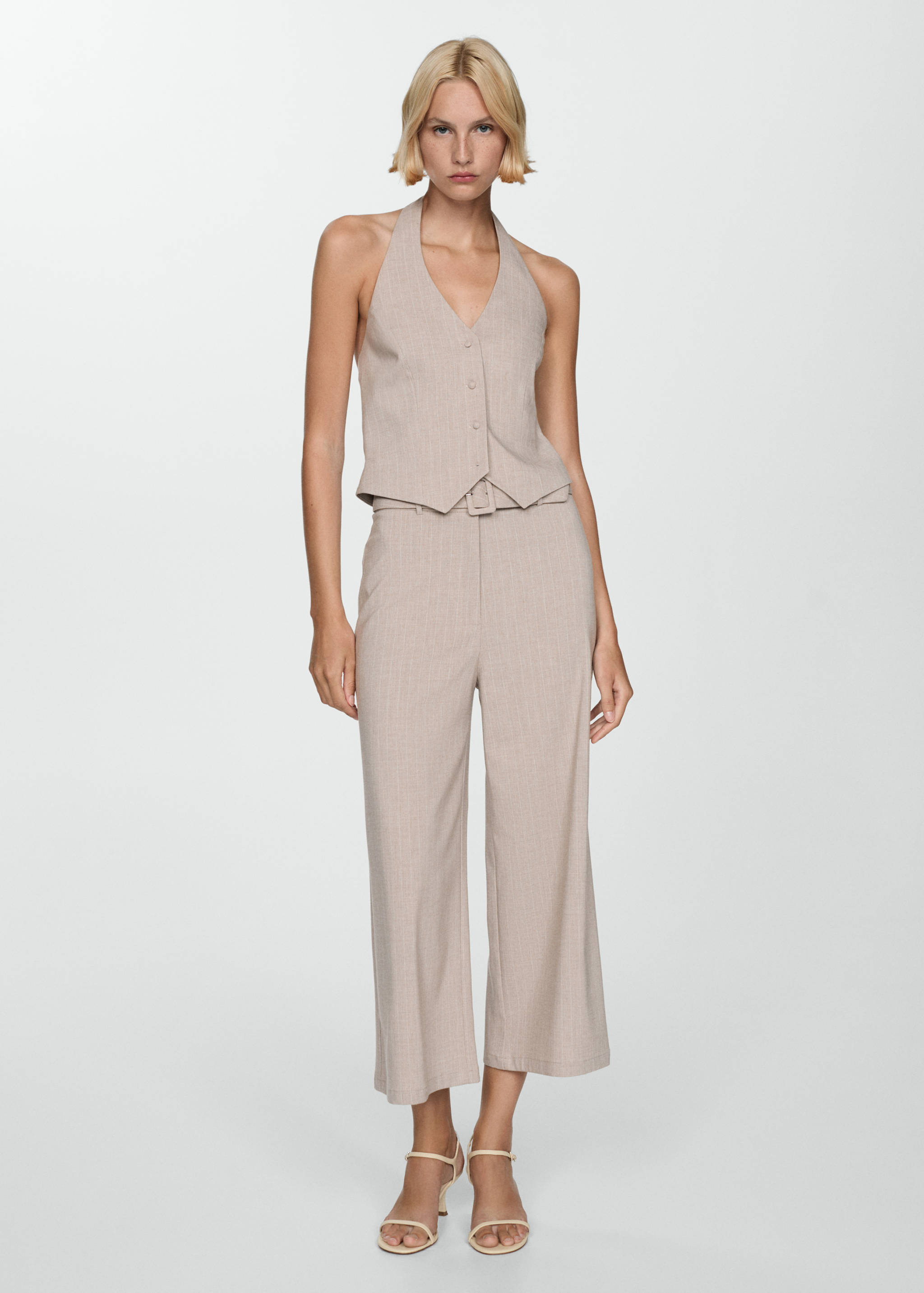 Chalk-stripe straight pants - General plane