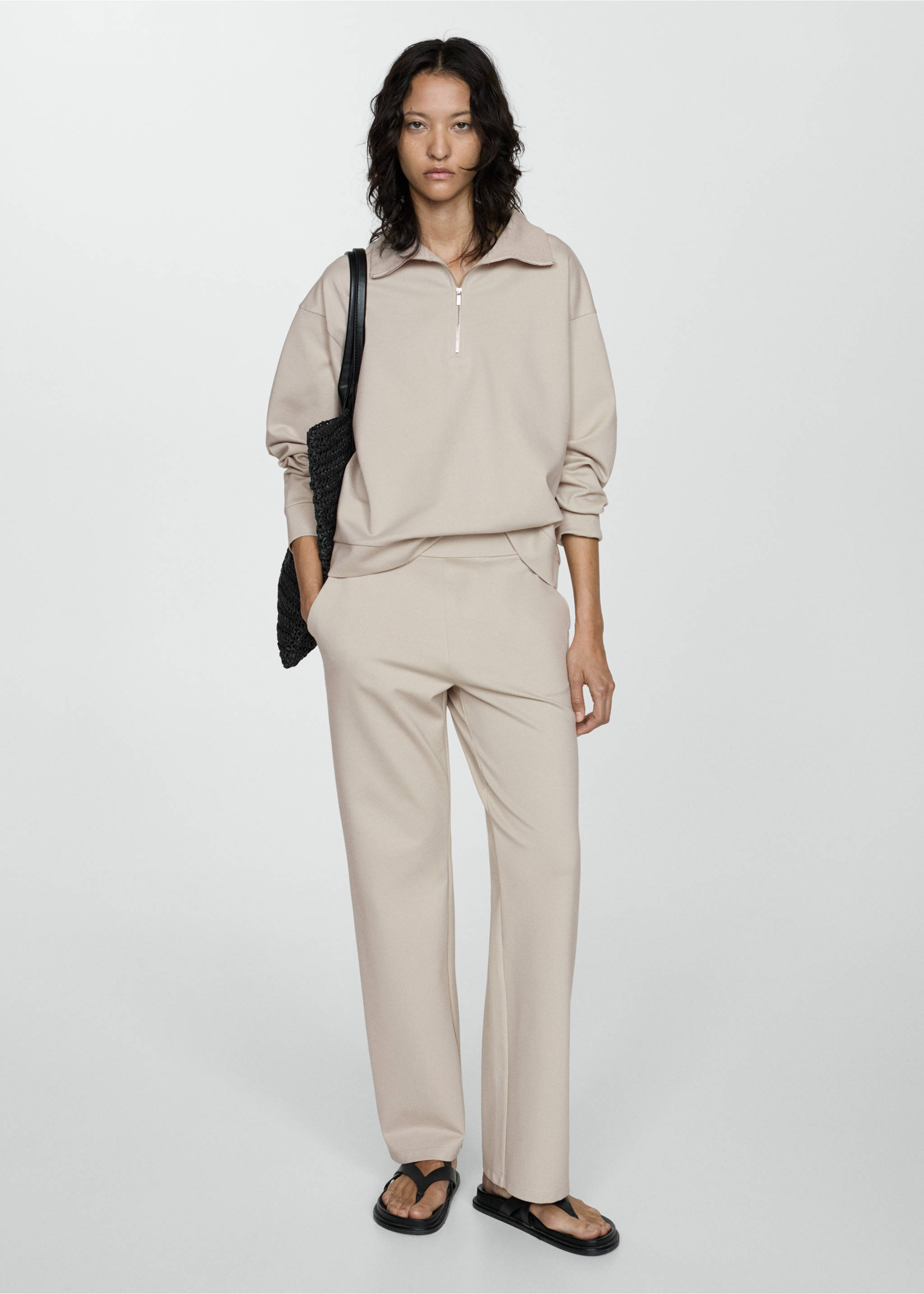 Perkins-neck sweater with zip - General plane, Light/Pastel Grey. Ref: 77044022-00.