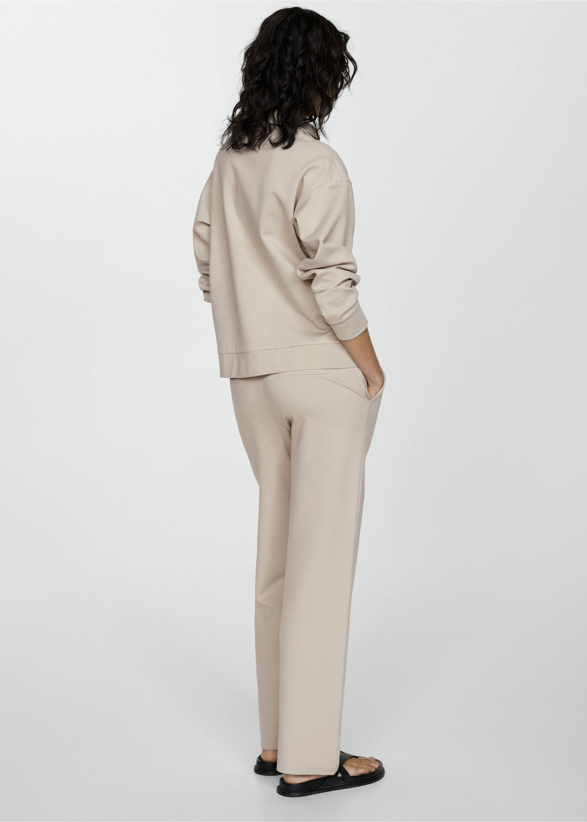 Perkins-neck sweater with zip - Reverse of the article, Light/Pastel Grey. Ref: 77044022-00.