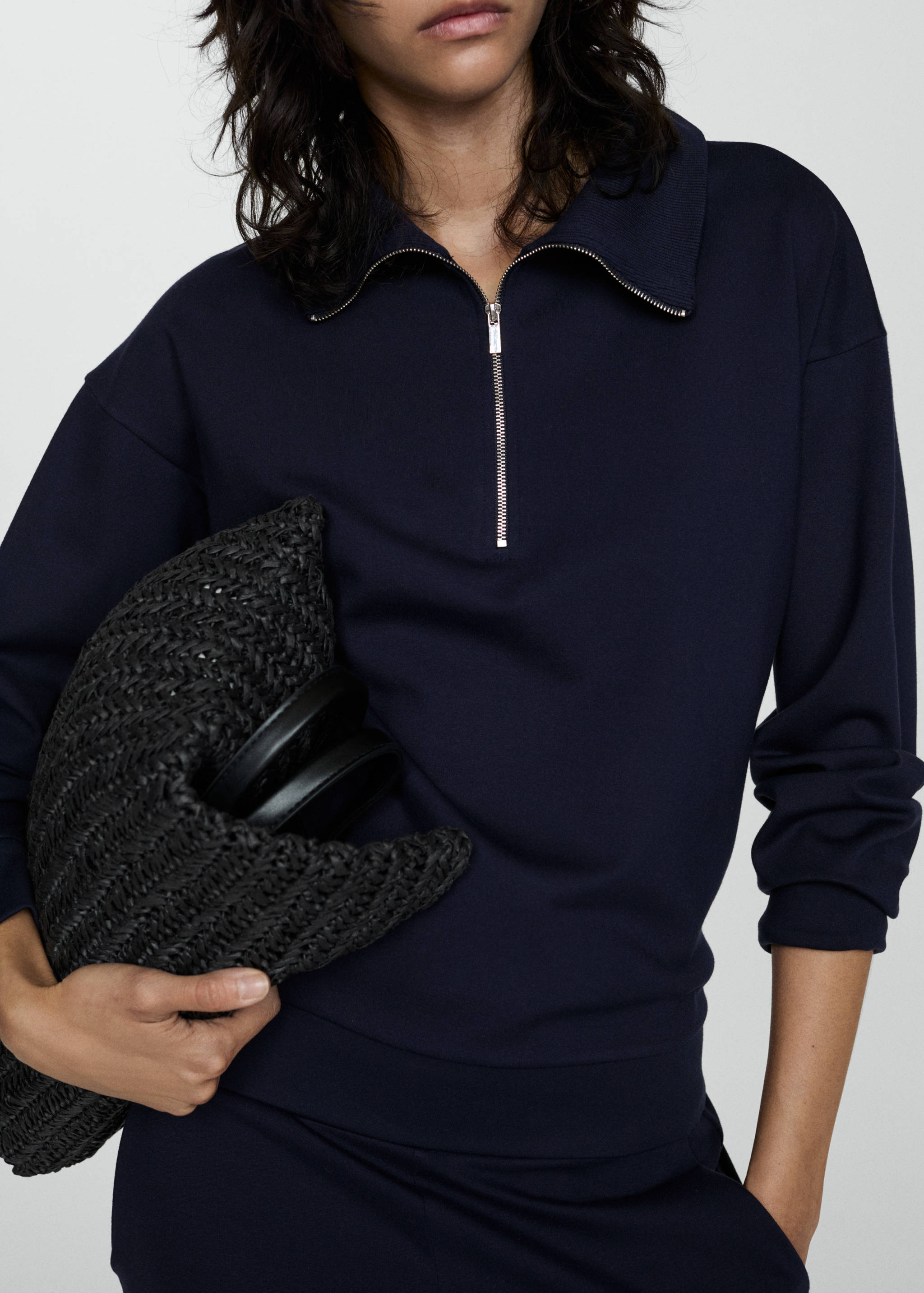 Sweat-shirt col montant zip - Plan moyen