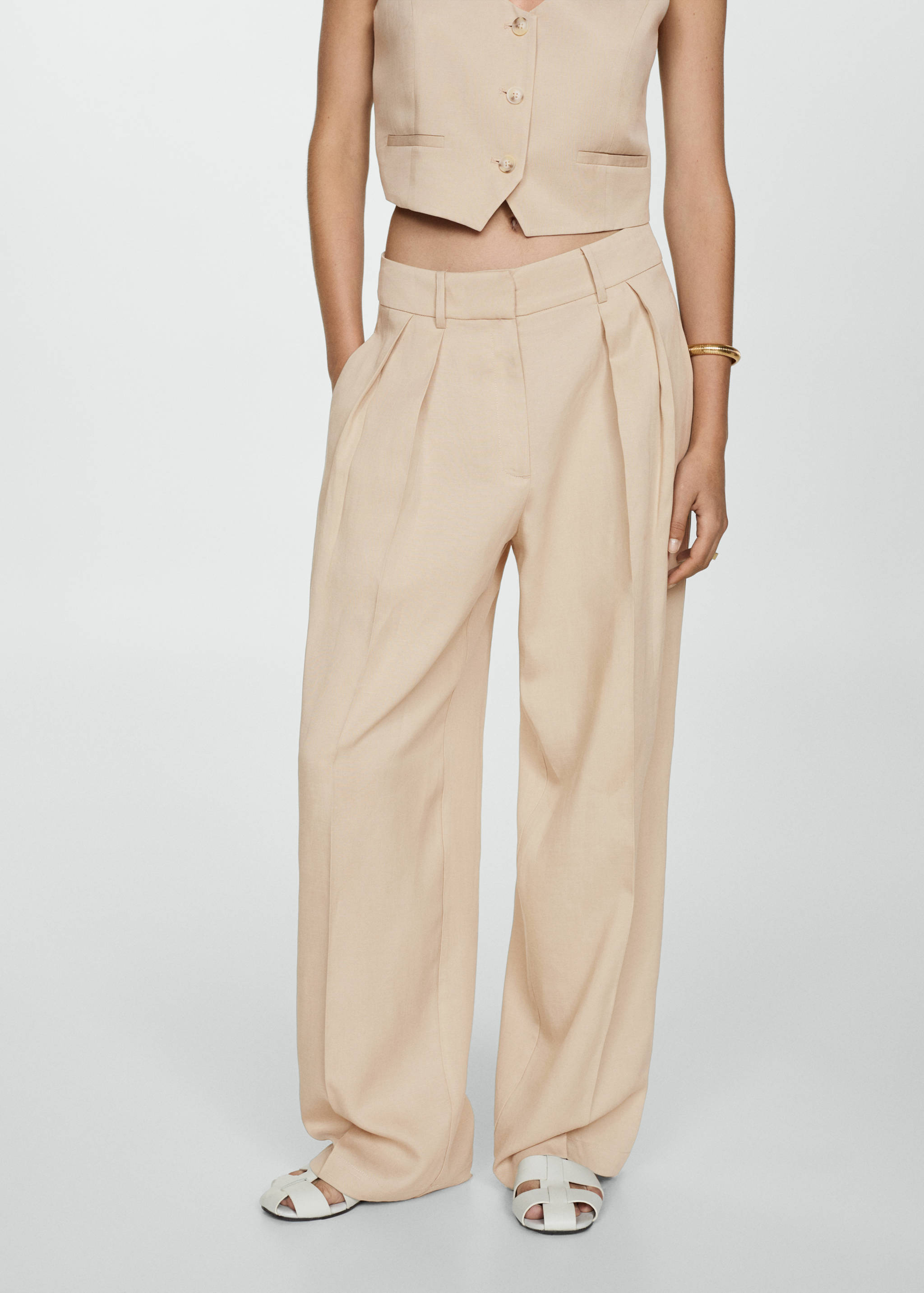 Wideleg lyocell trousers - Medium plane